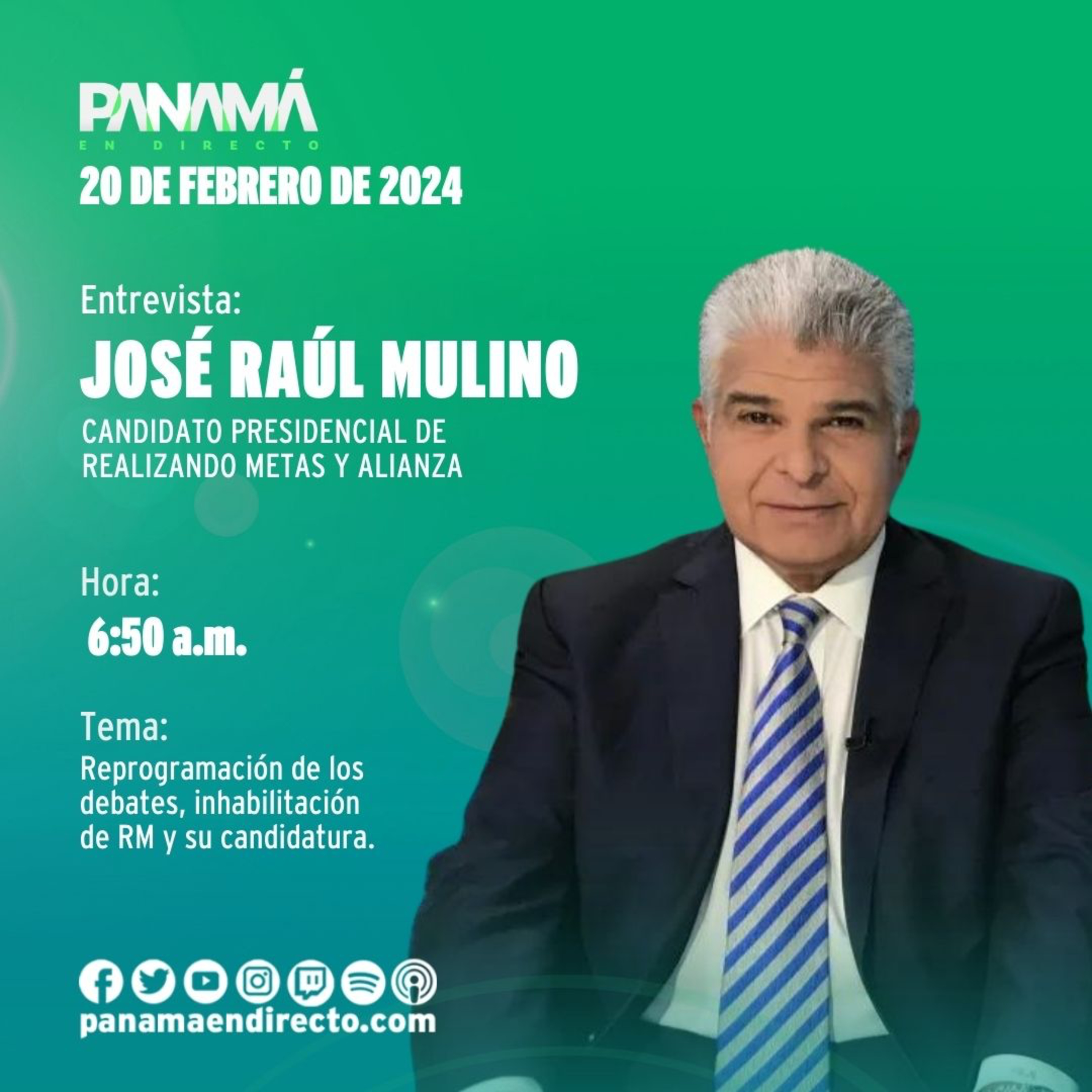 #Voto2024 | José Raúl Mulino habla de la repogramación de los debates y su participación episode artwork