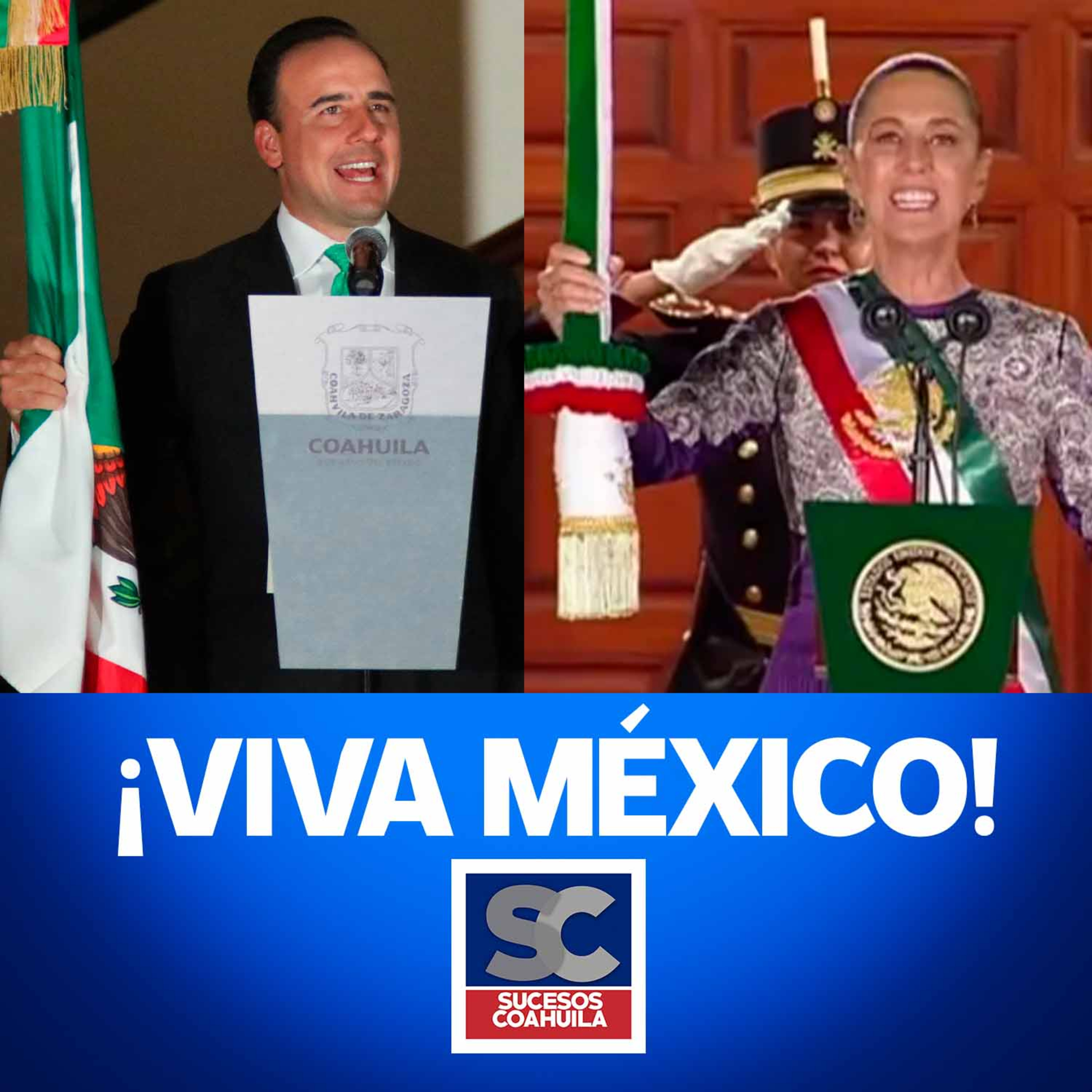  Claudia Sheinbaum: primer mujer en dar el Grito de Independencia; Manolo encabeza acto en Coahuila