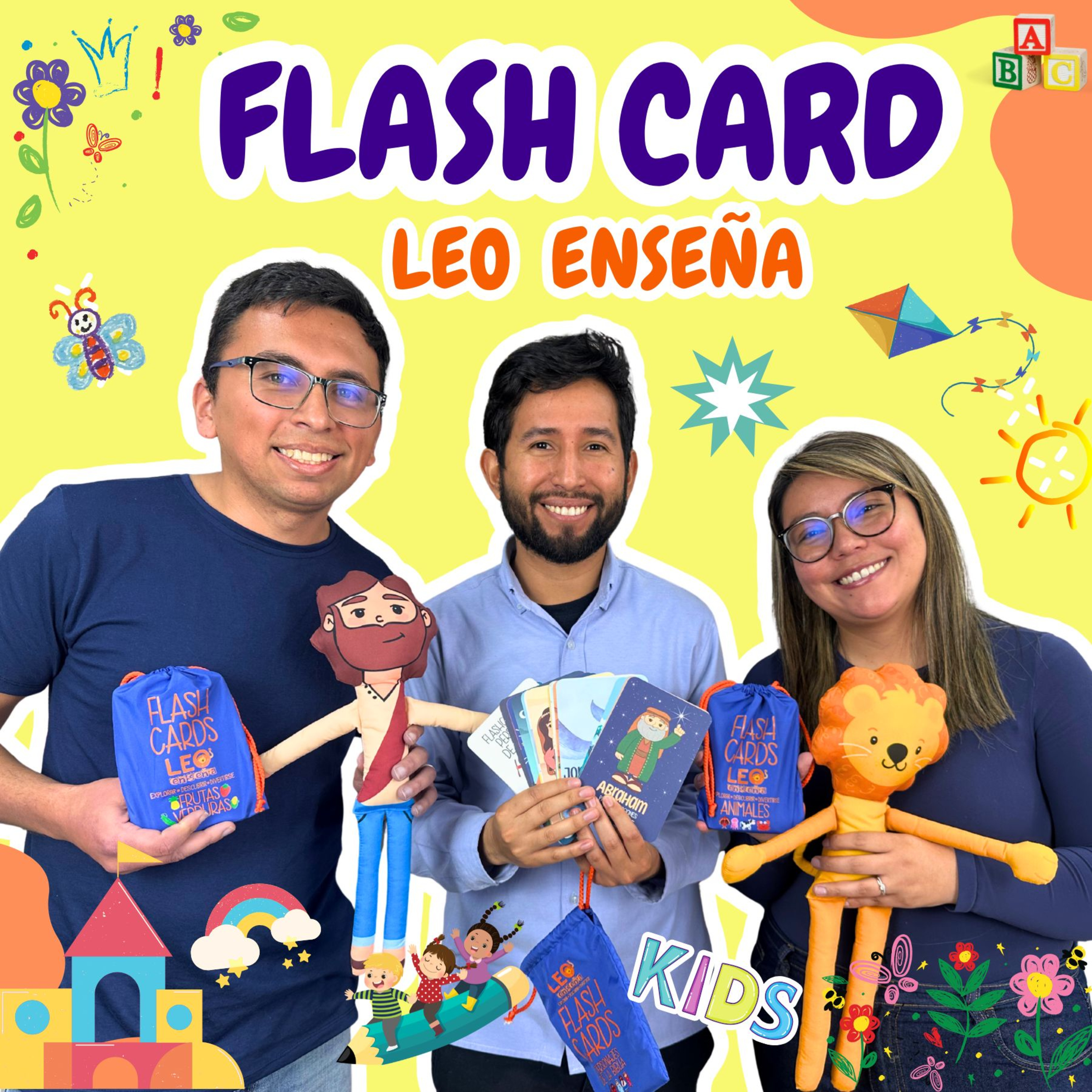 🦁 Flash Card Ilustradas y Muñecos para Niños - Leo Enseña - Colección Educativa y Cristiana.