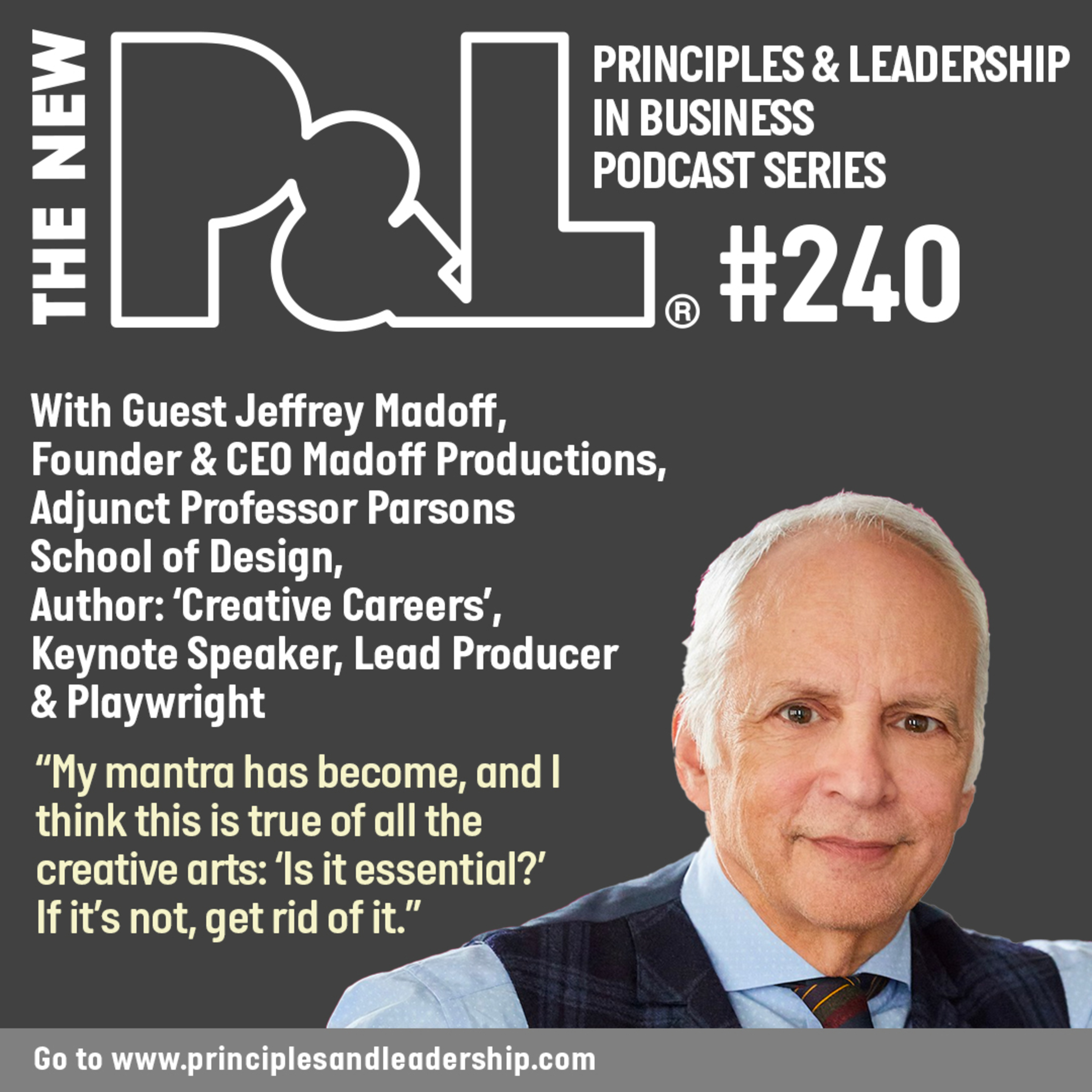 Jeffrey Madoff, Founder & CEO Madoff Productions, Adjunct Professor - Parsons School of Design, Author: ‘Creative Careers’, Keynote Speaker, Lead Producer & Playwright