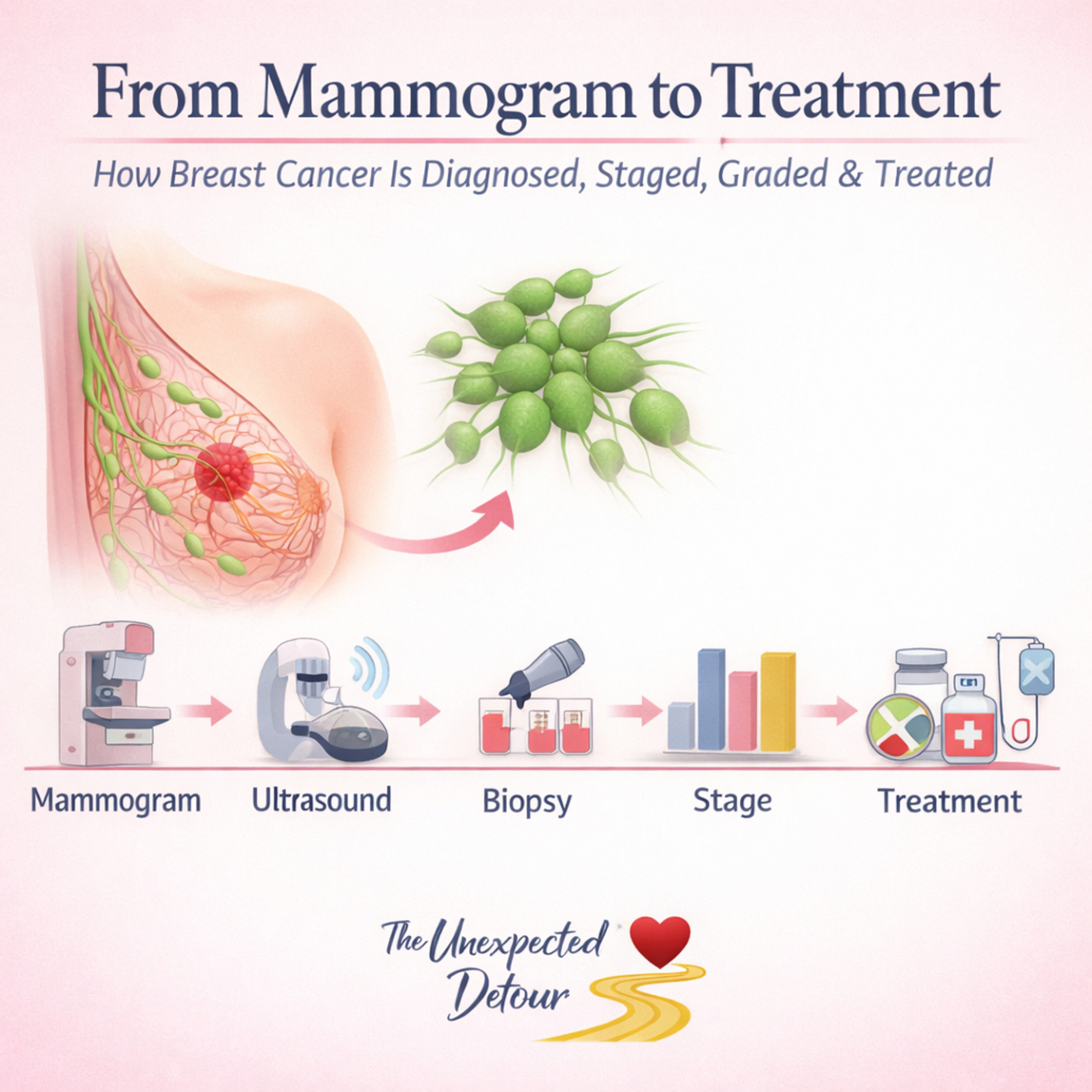 From Mammogram to Treatment: How Breast Cancer Is Diagnosed, Staged, Graded, and Treated The Unexpected Detour ❤️ episode artwork