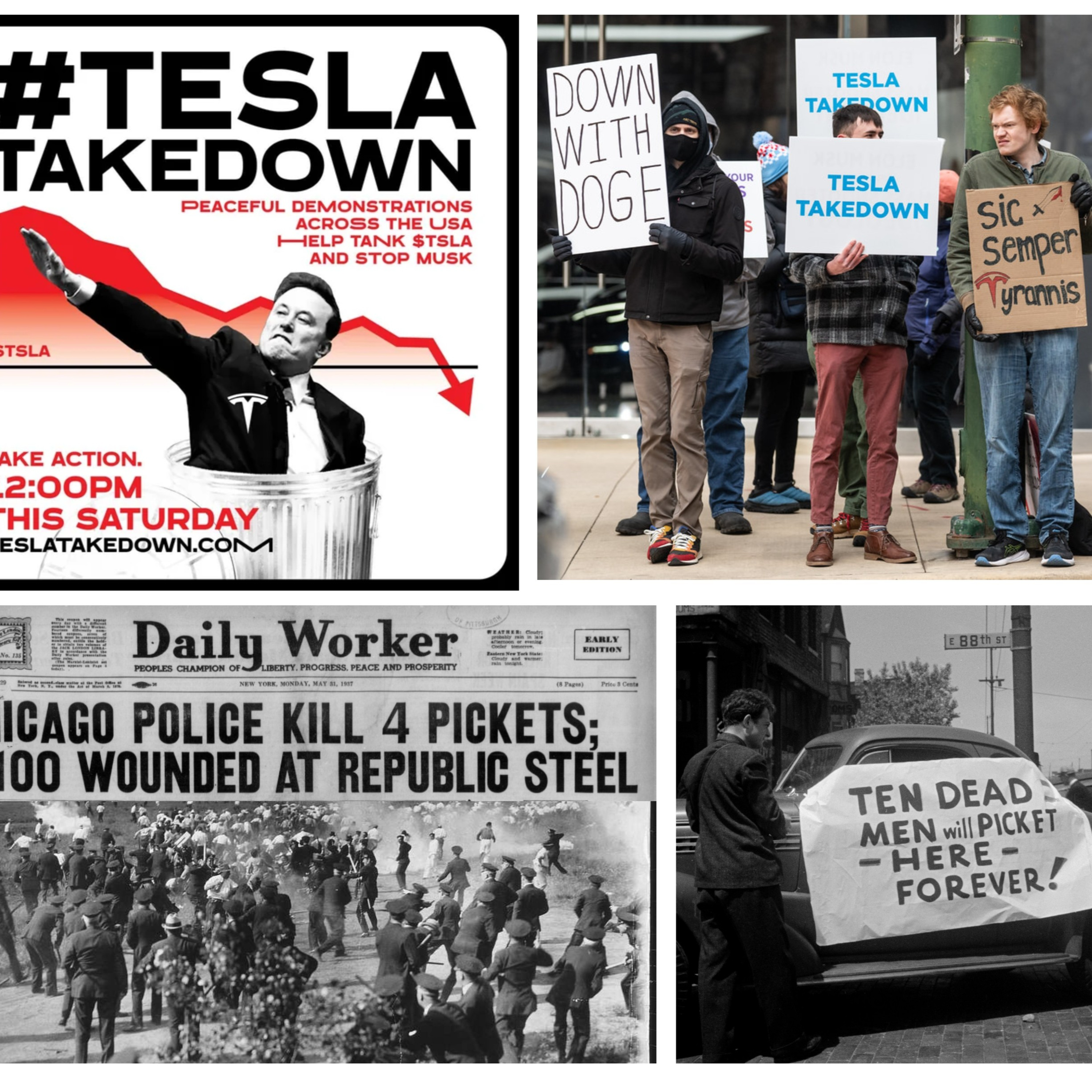 Show: Labor Express for 6-1-2025 - Tesla Takedown Saturdays and remembering the Memorial Day Massacre