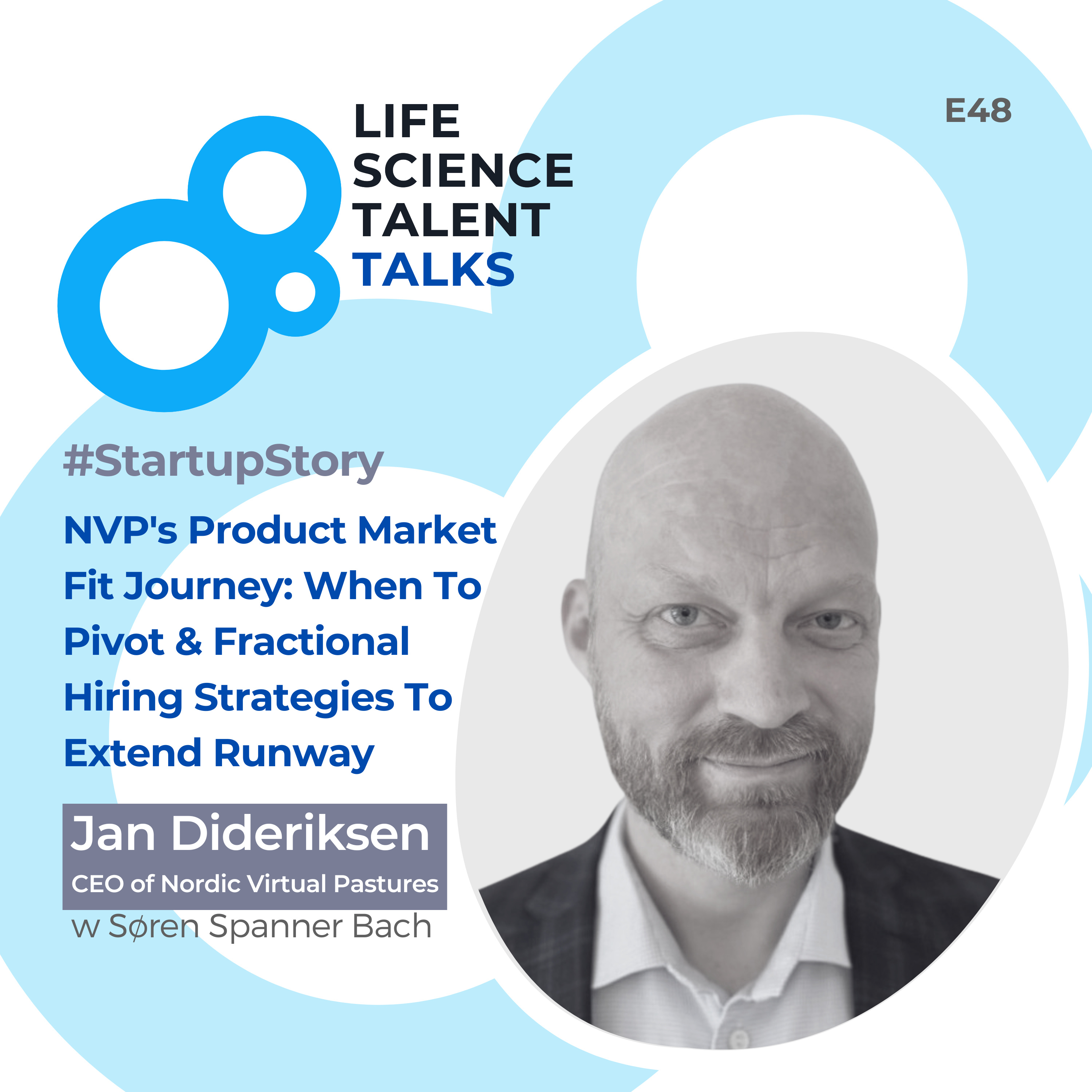 E48 #StartupStory “NVP's Product Market Fit Journey: When To Pivot & Fractional Strategies To Extend Runway” with Jan Dideriksen, CEO of Nordic Virtual Pastures episode artwork