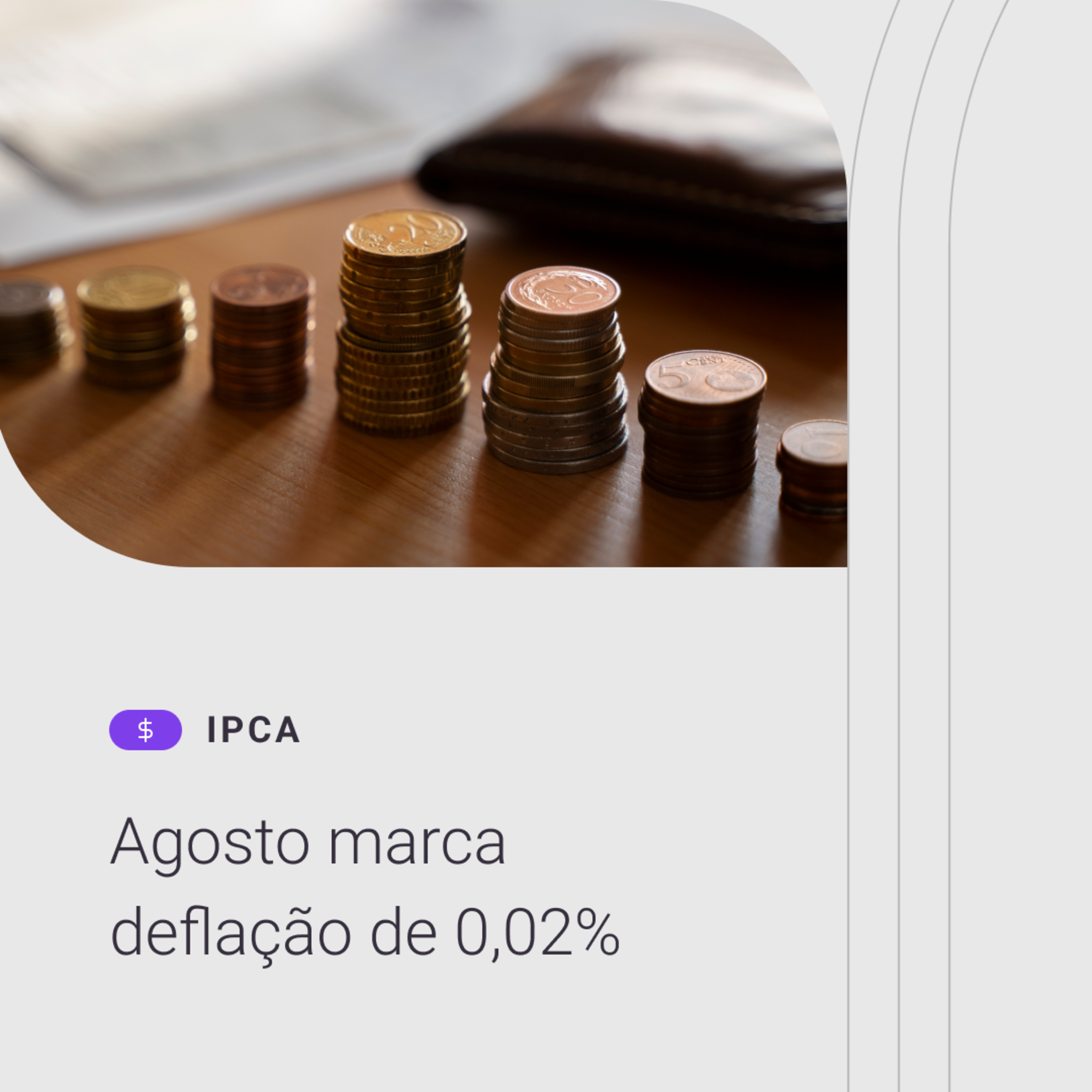 📃Agosto marca deflação de 0,02%