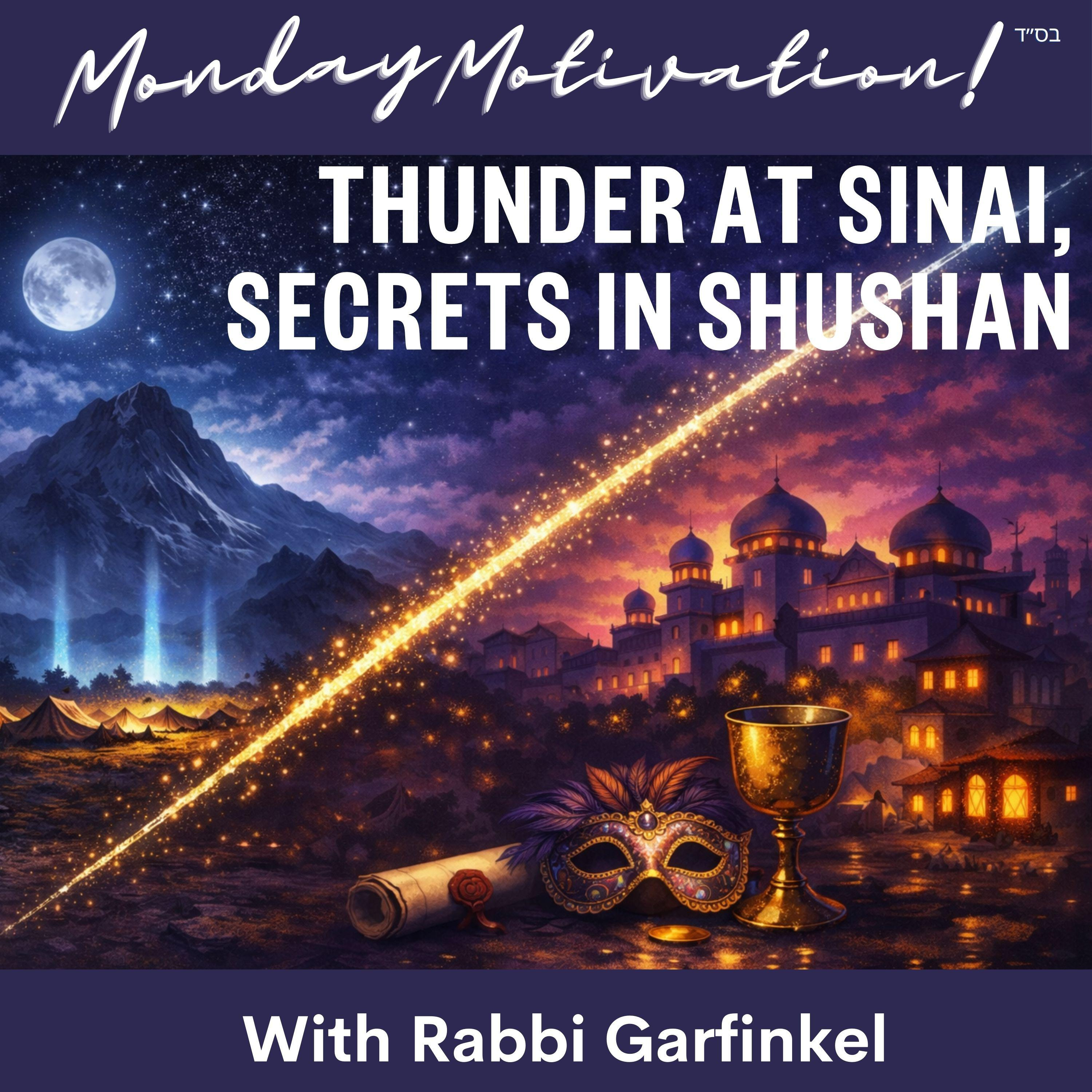 "MM- “THUNDER AT SINAI, SECRETS IN SHUSHAN!” Monday Motivation w/Rabbi Garfinkel 2-23-26 episode artwork