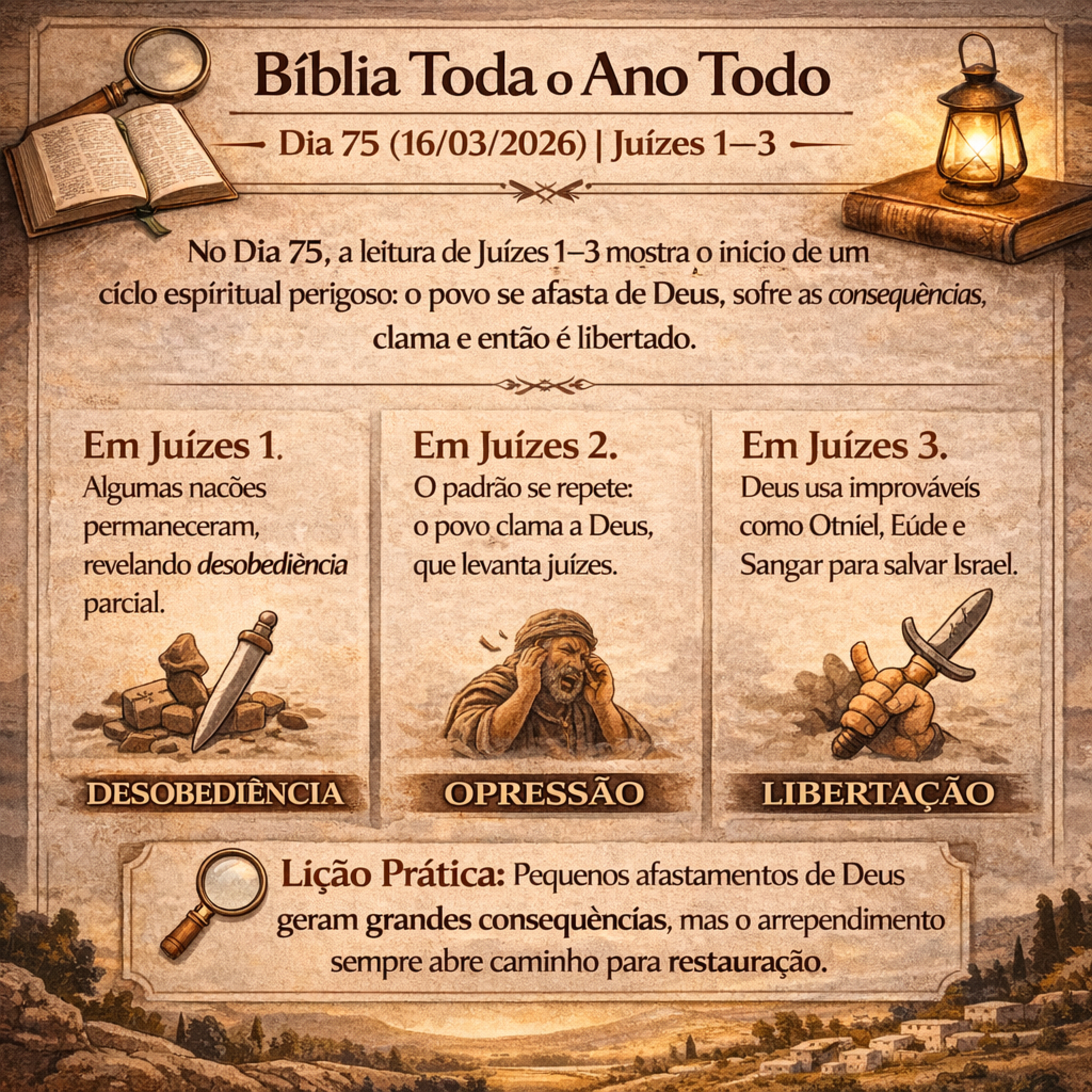 📖 Bíblia Toda o Ano Todo – Dia 75 (16/03/2026) | Juízes 1–3 episode artwork