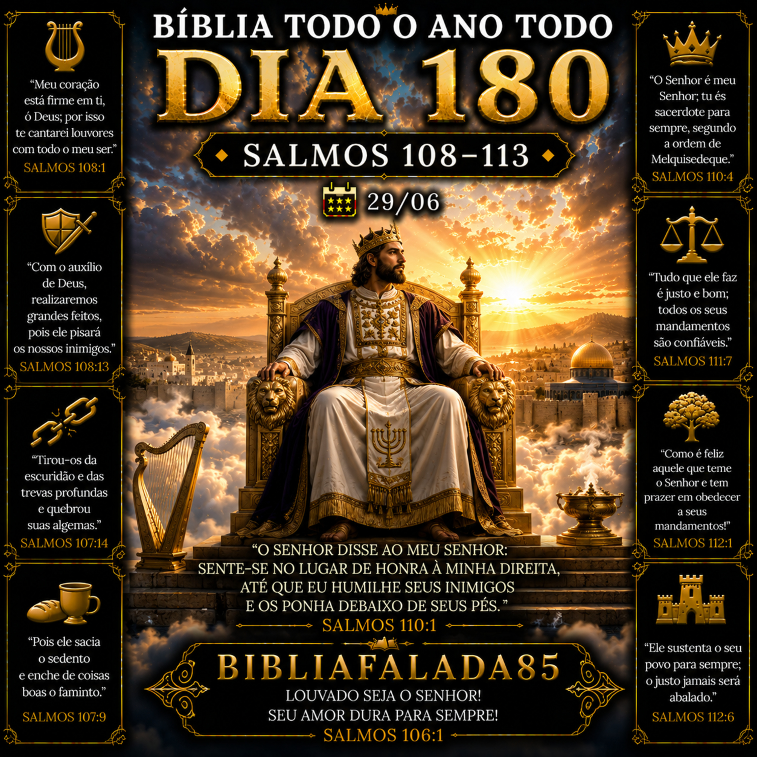 📖 Bíblia Toda o Ano Todo – Dia 180 (29/06) | Salmos 108–113 episode artwork