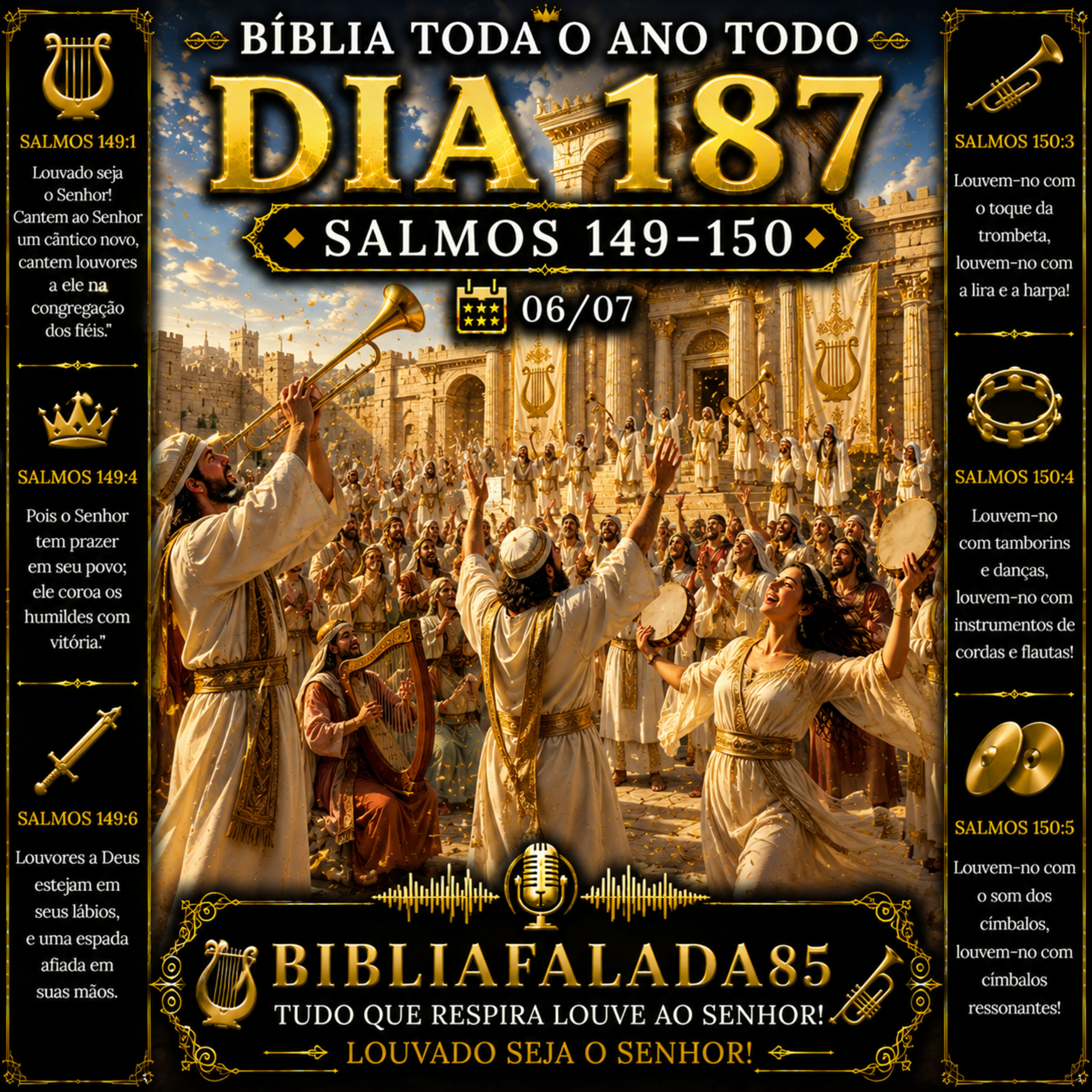 Dia 187 (06/07) | Salmos 149–150 | Bíblia Toda o Ano Todo 📖 episode artwork