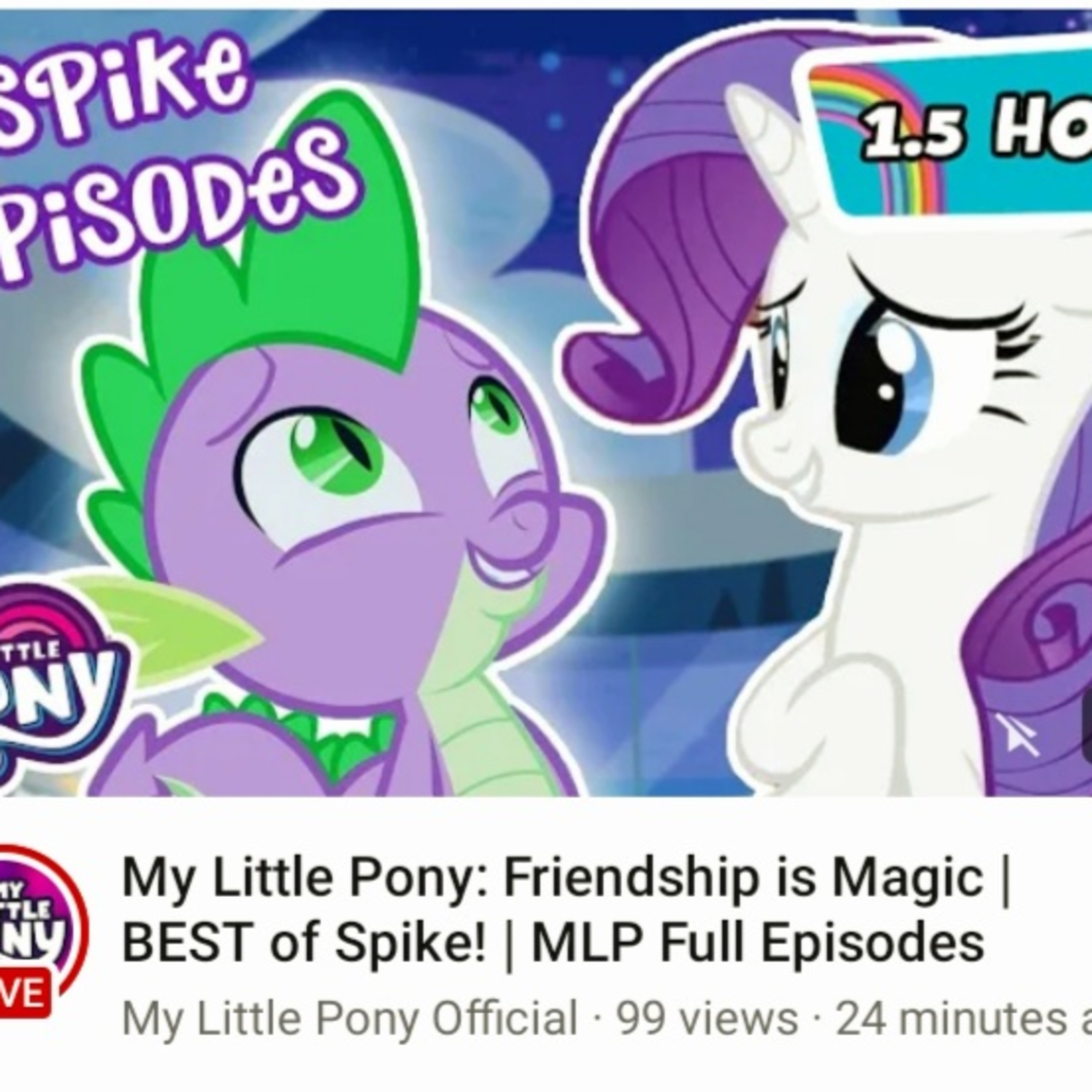 Even The Official My Little Pony YouTube Channel Acknowledges Sparity (Spike & Rarity) episode artwork