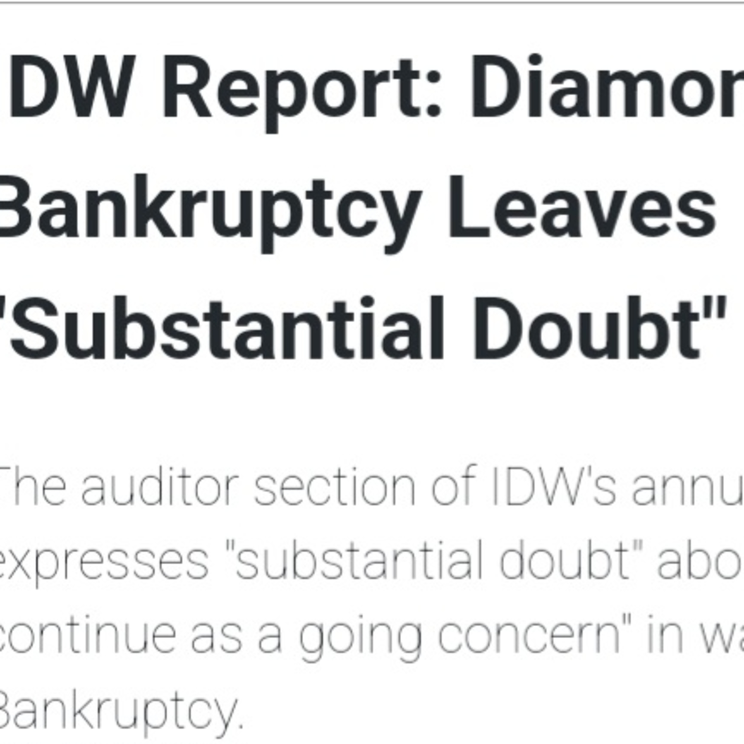 IDW Report: Diamond Bankruptcy Leaves "Substantial Doubt" For Future episode artwork