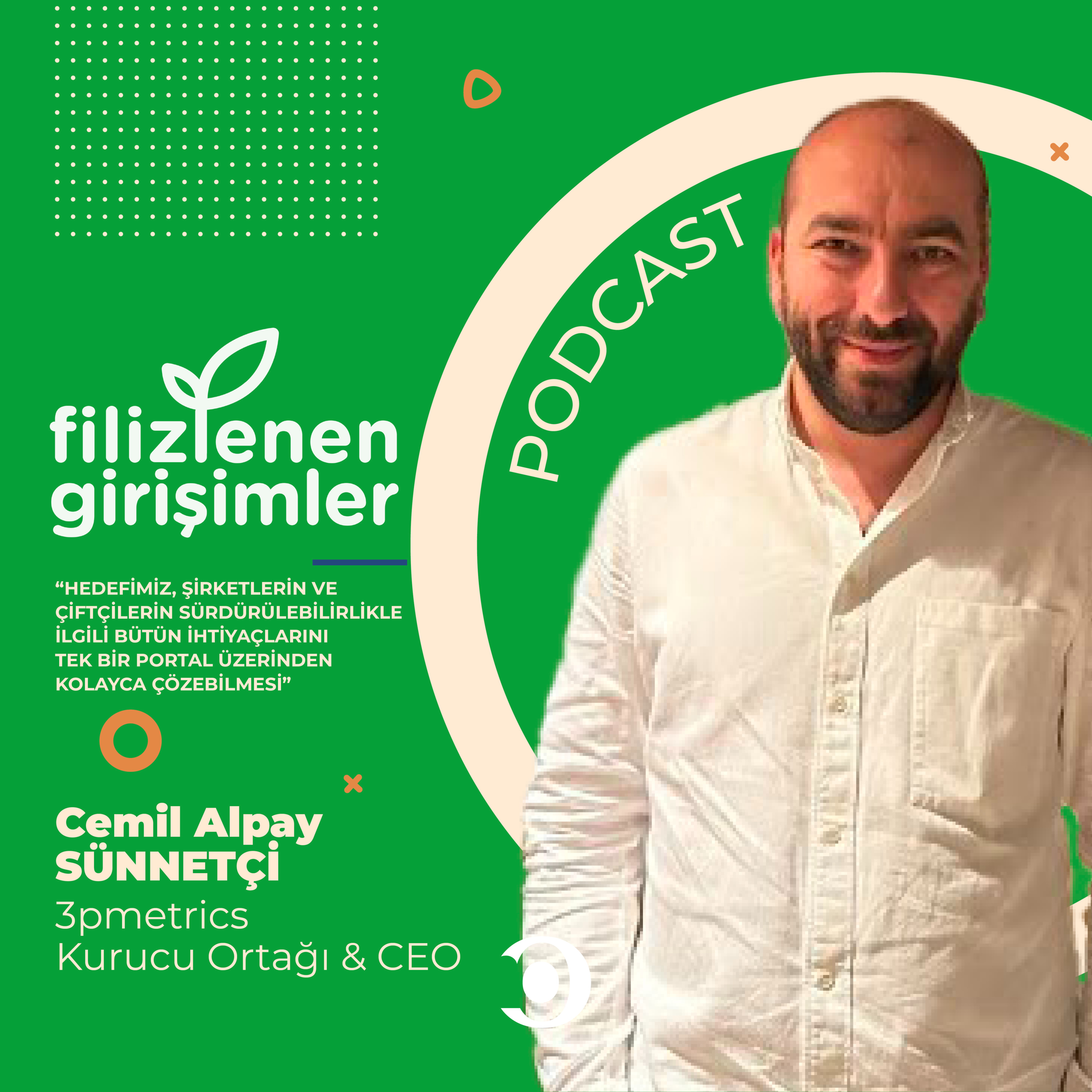 Filizlenen Girişimler - 3pmetrics Kurucu Ortağı ve CEO’su Cemil Alpay Sünnetçi | Hedefimiz, Şirketlerin ve Çiftçilerin Sürdürülebilirlikle İlgili Tüm İhtiyaçlarını Tek Bir Portal Üzerinden Çözebilmesi episode artwork