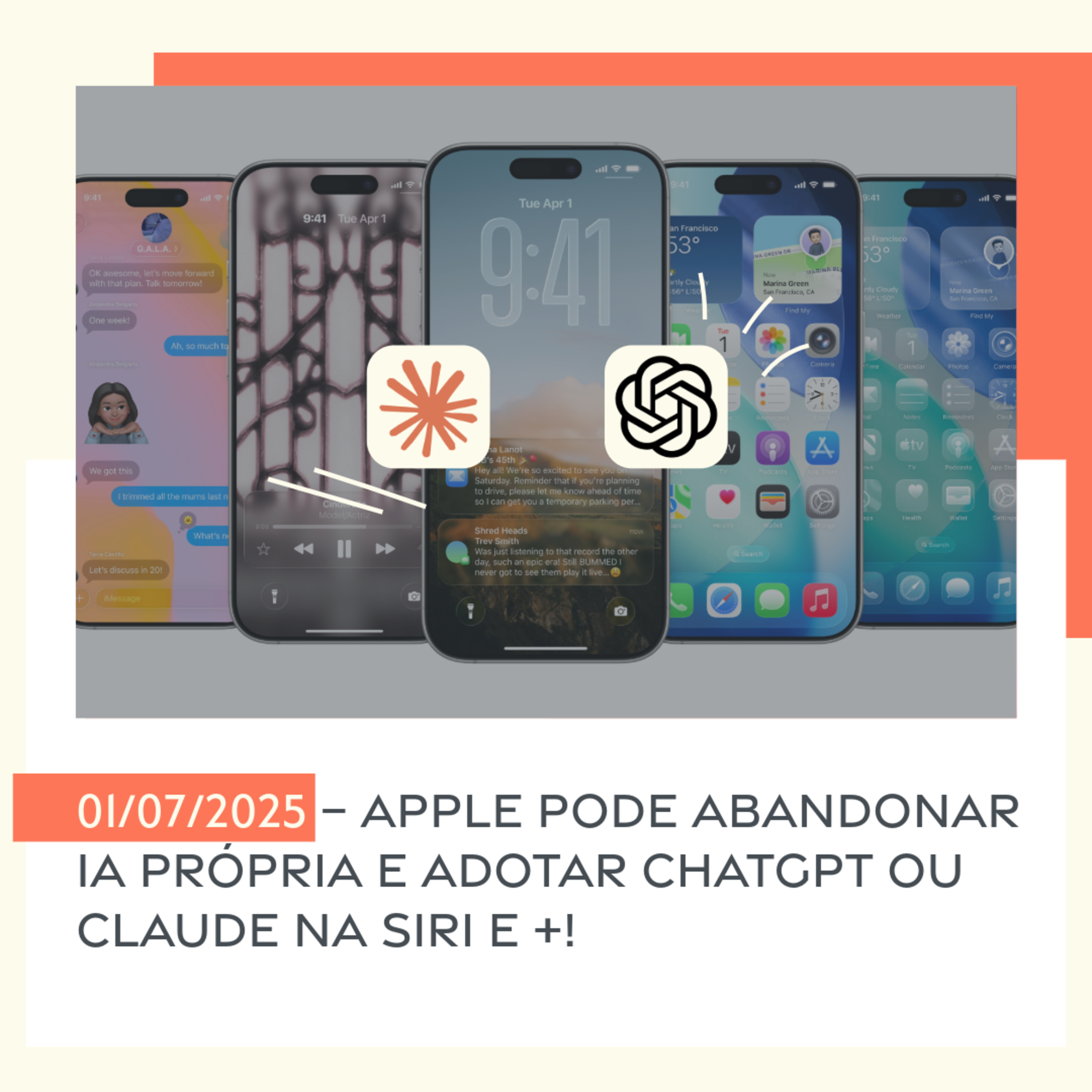 01/07/2025 – Apple pode abandonar IA própria e adotar ChatGPT ou Claude na Siri e +! episode artwork