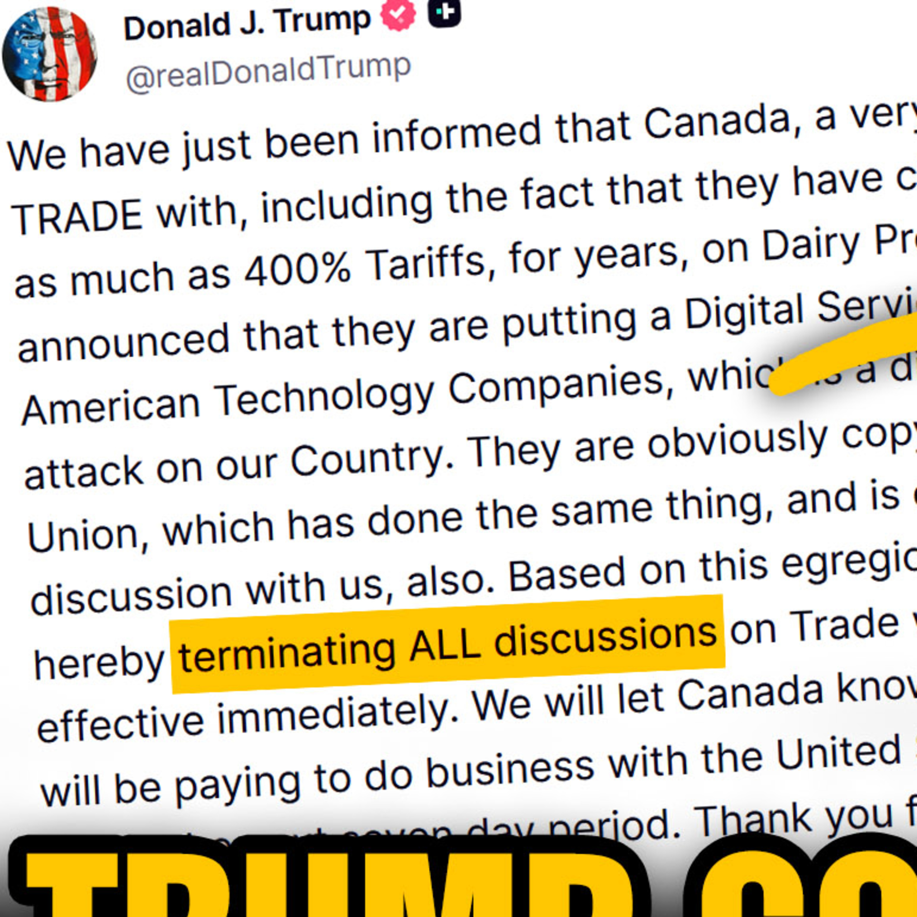 EUA vs CANADÁ: Trump afirma que encerrará “todas as negociações comerciais com o Canadá”  episode artwork
