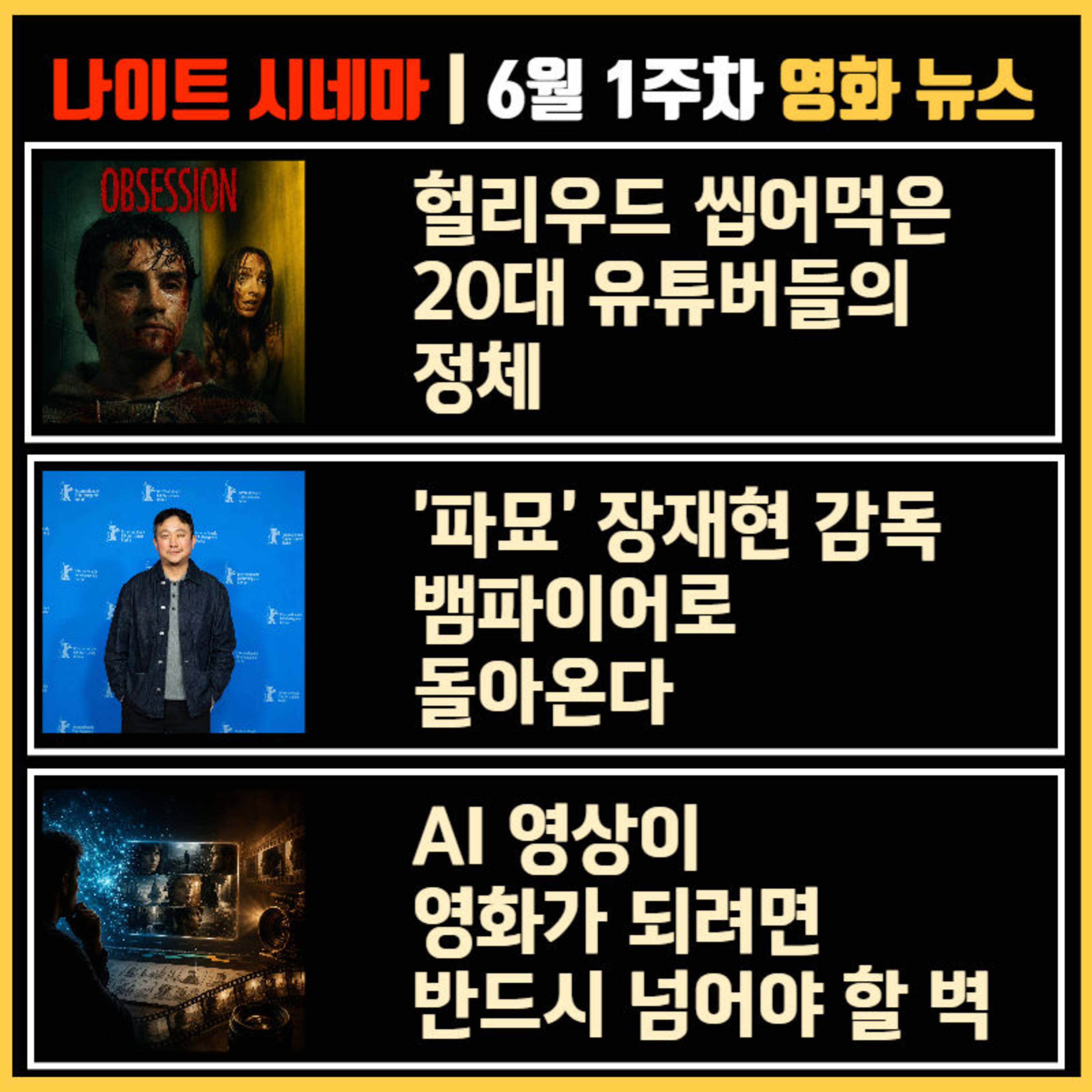 헐리우드 씹어먹은 20대 유튜버들의 정체 | '파묘' 장재현 감독 뱀파이어로 돌아온다 | AI 영상이 영화가 되려면 반드시 넘어야 할 벽 | 6월 1주차 영화 소식 episode artwork