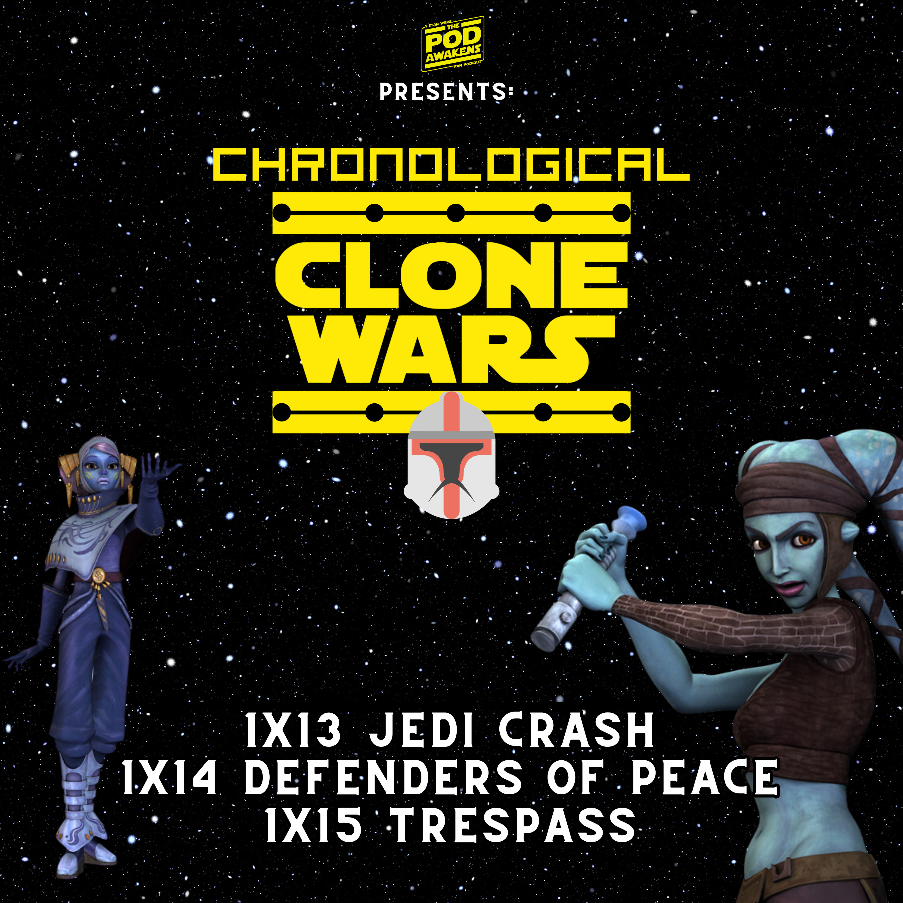 Chronological Clone Wars: 1x13 Jedi Crash, 1x14 Defenders of Peace and 1x15 Trespass episode artwork