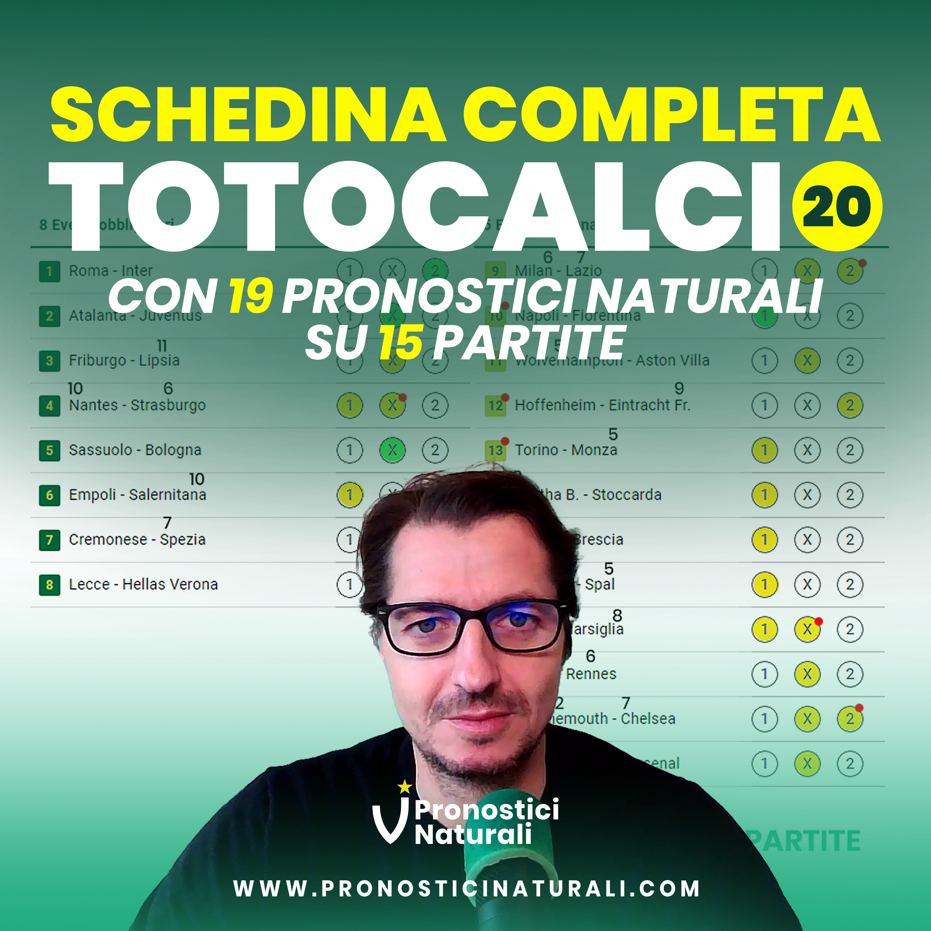 Tutte le partite Totocalcio concorso 20 Schedina Completa + 19 Pronostici Naturali in 15 partite episode artwork