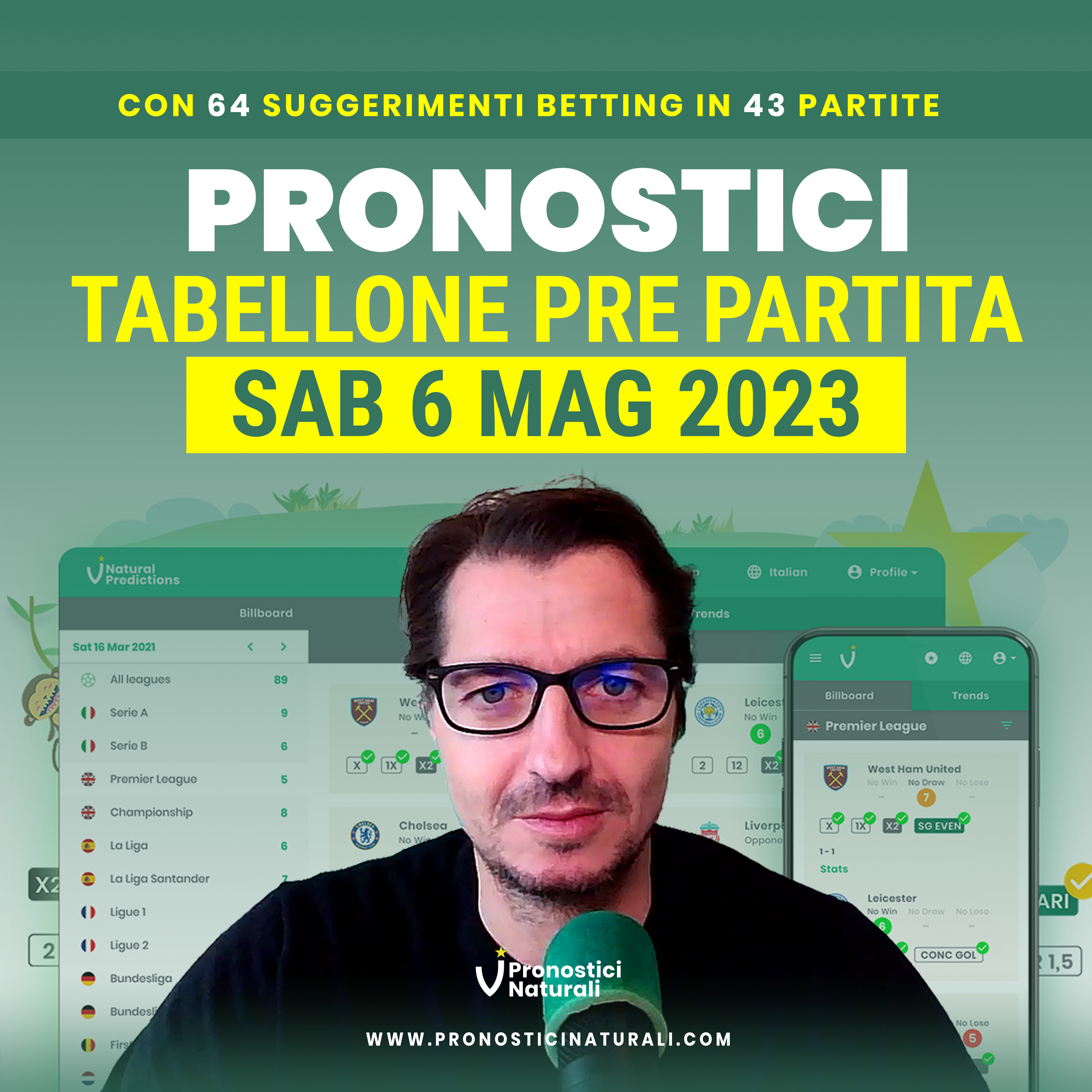 64 Suggerimenti Scommesse Calcio in 43 Partite TUTTI i Pronostici Naturali Sabato 6 maggio 2023 episode artwork