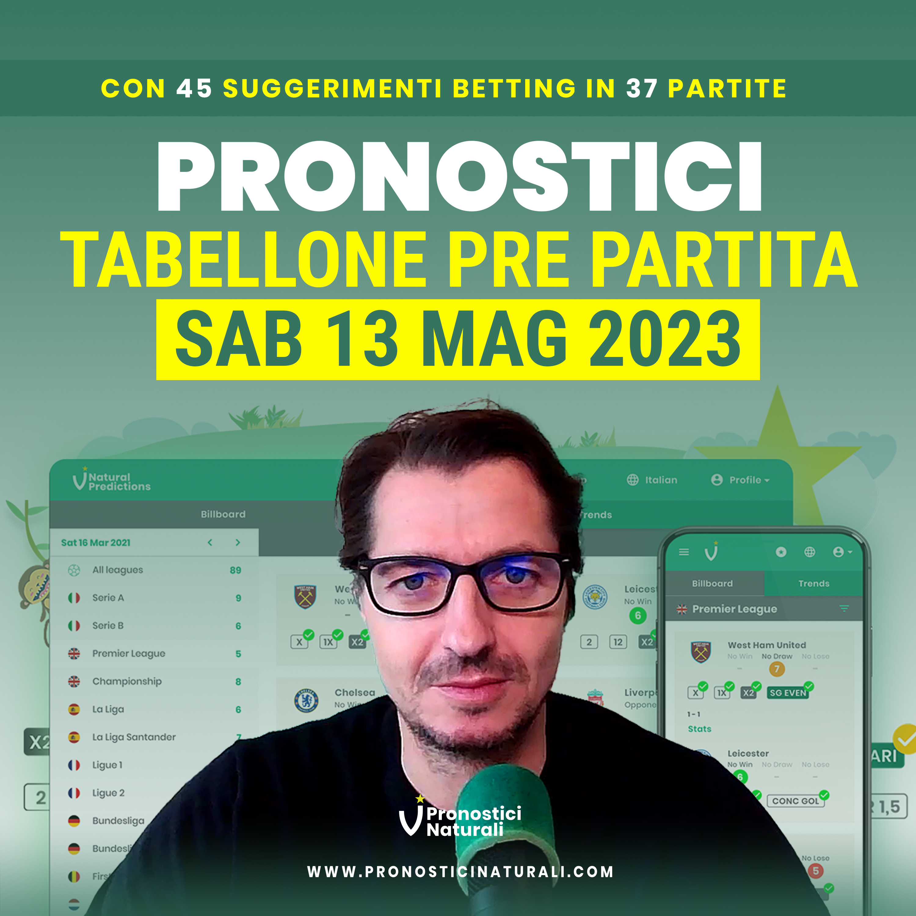45 Suggerimenti Scommesse Calcio in 37 Partite TUTTI i Pronostici Naturali Sabato 13 maggio 2023 episode artwork