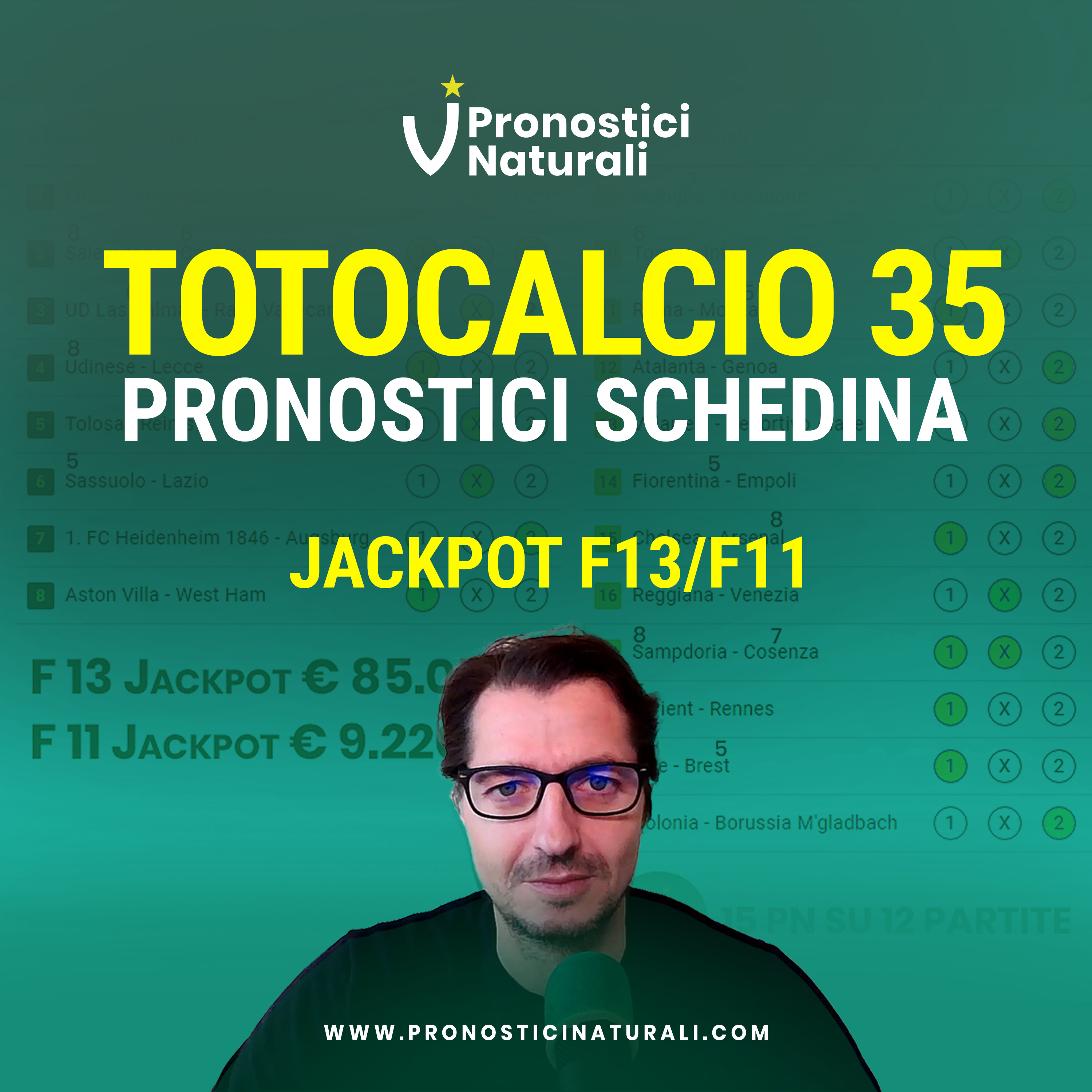 Schedina Totocalcio 35 JACKPOT 13/11 +15 Pronostici Naturali sui campionati episode artwork