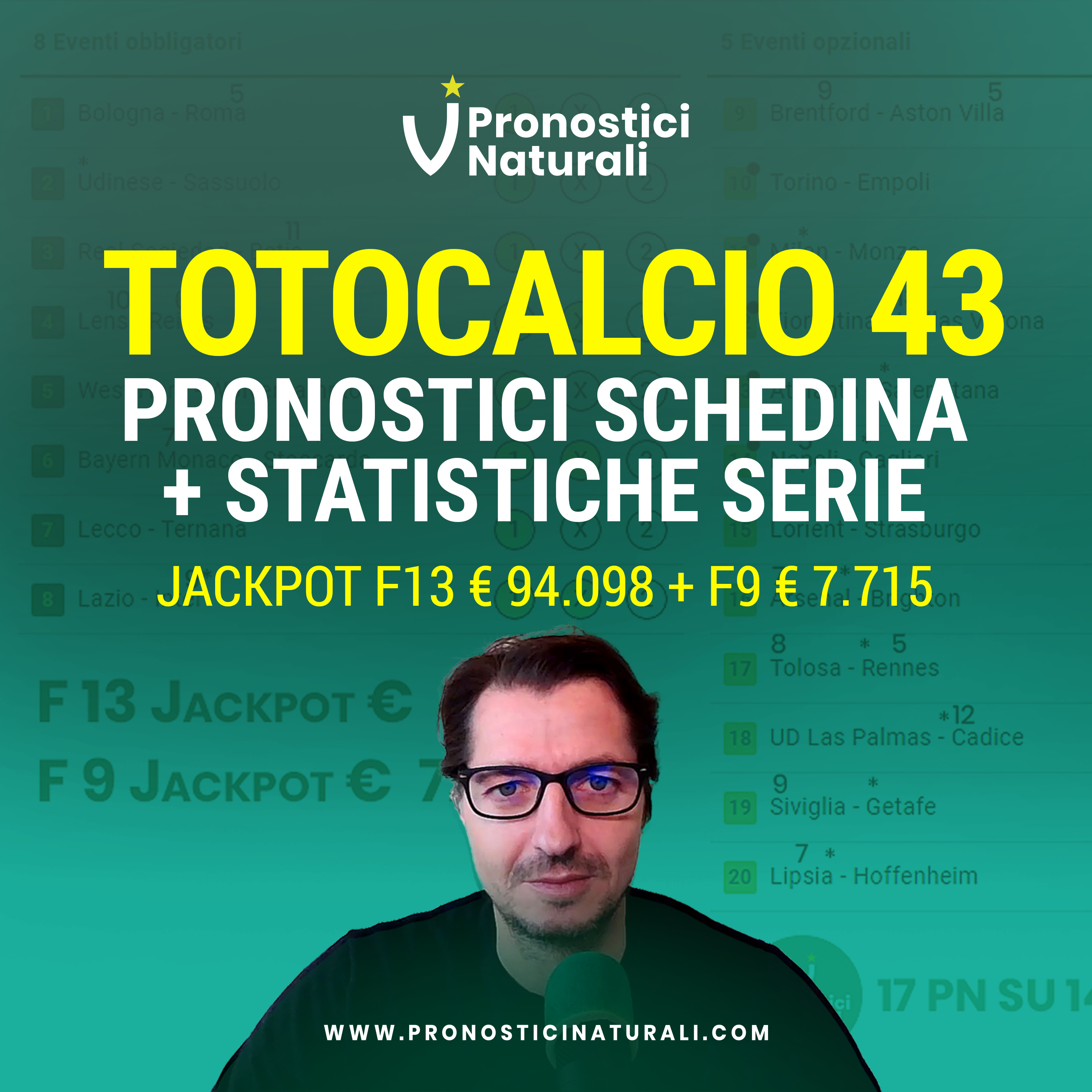2 JACKPOT Formula 13 e 9 Pronostici Schedina Totocalcio 43 tutte le partite + Statistiche episode artwork