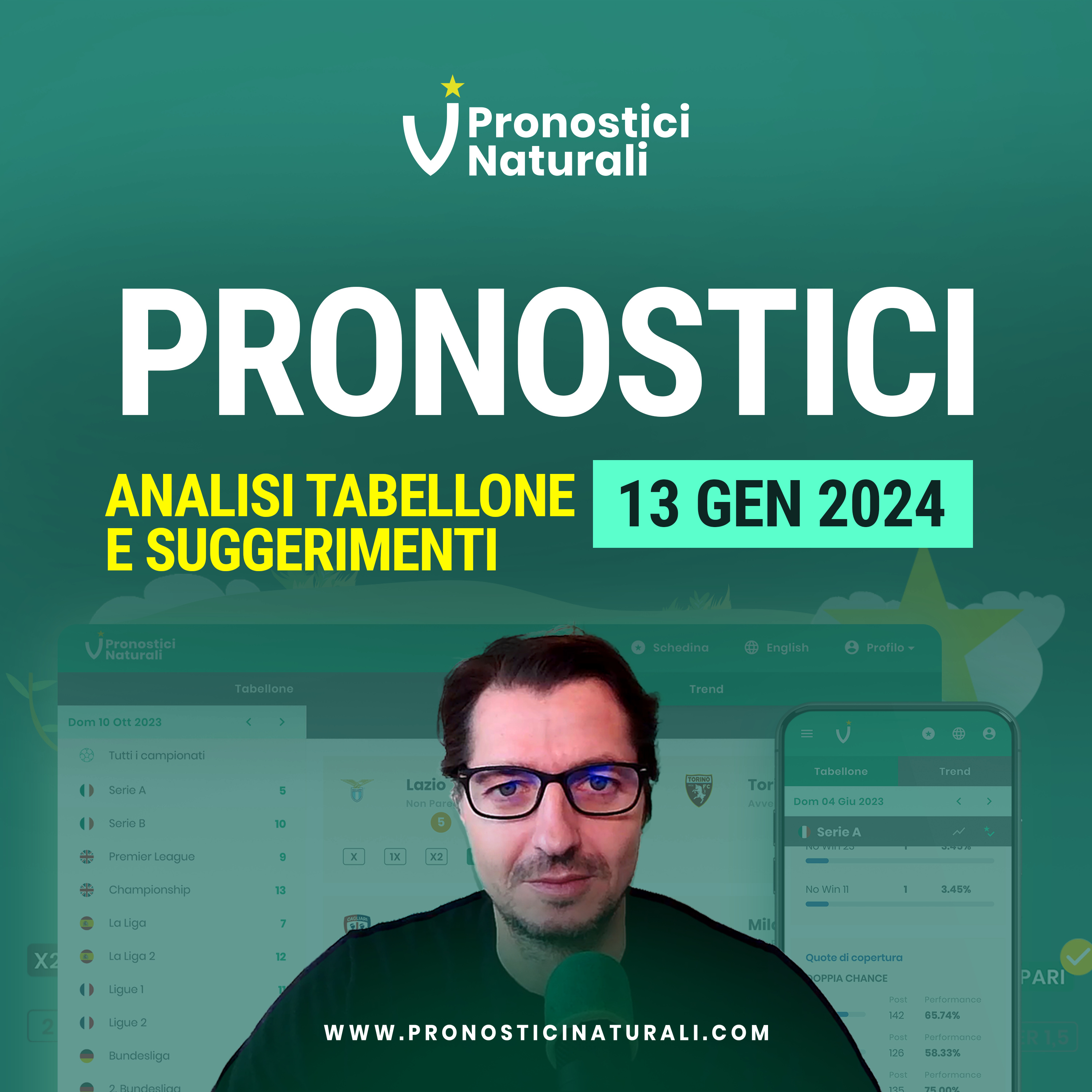 Analisi Suggerimenti Scommesse Calcio Domani Sabato 13/1 Tabellone Pronostici Naturali episode artwork