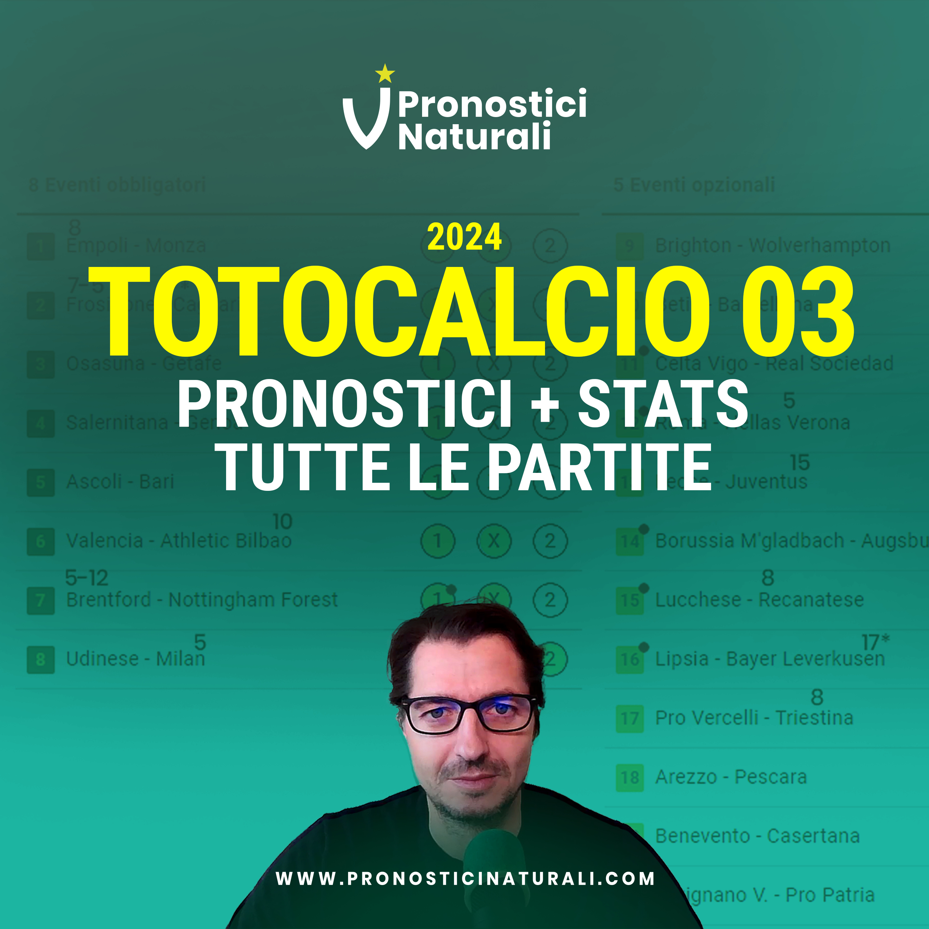 Tutti i Pronostici Schedina Totocalcio N. 3/2024 ancora tutte vincenti le 5 opzionali episode artwork