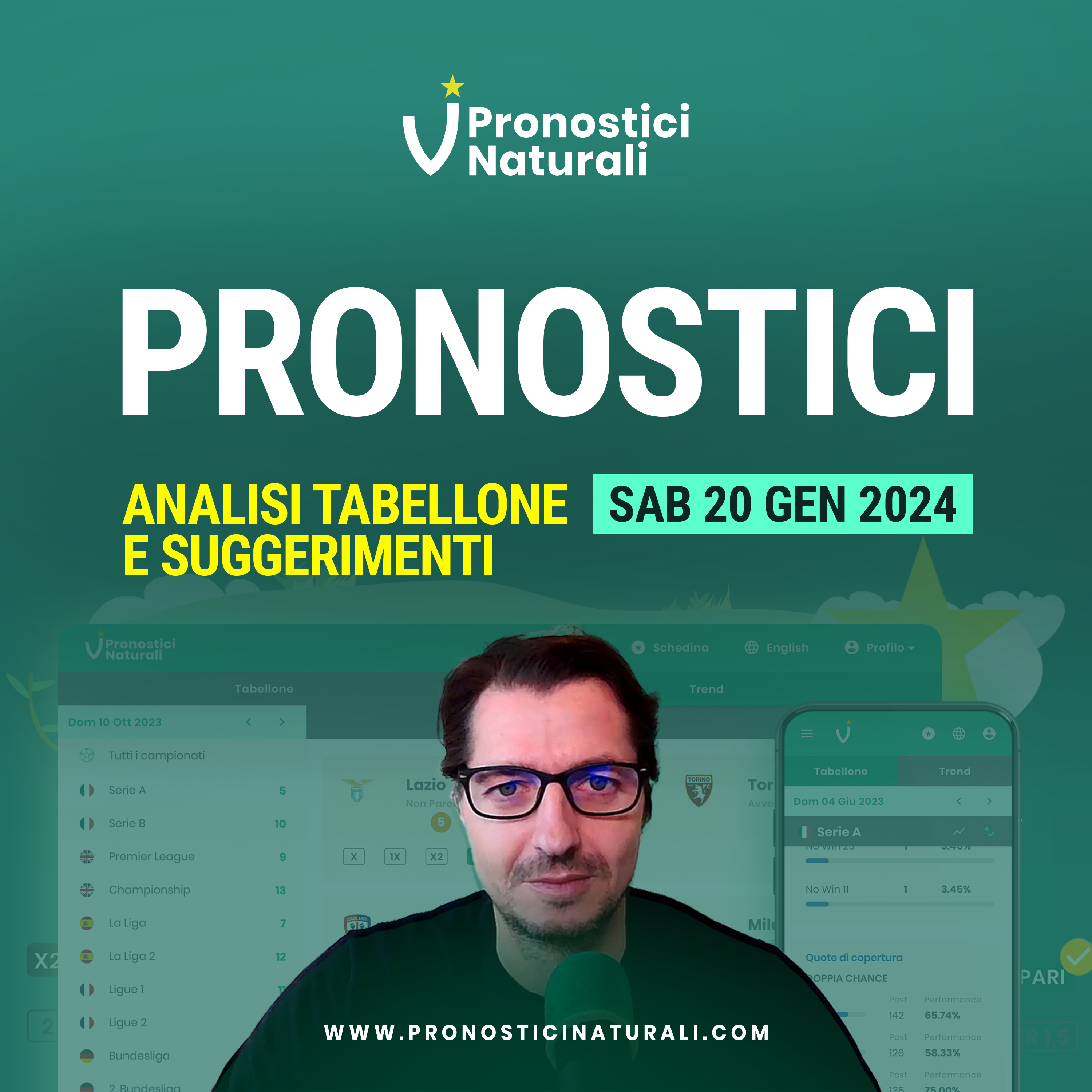 Tabellone Pronostici Naturali con Selezione Scommesse Domani Sabato 20 Gennaio 2024 episode artwork