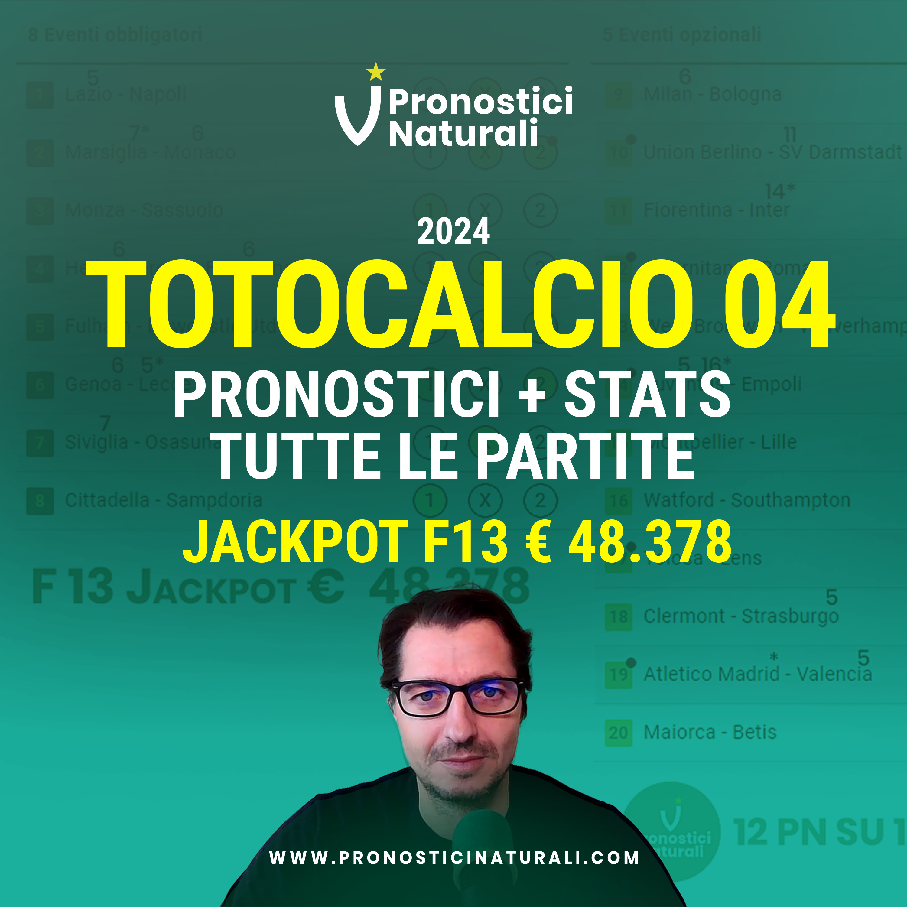 Pronostici Totocalcio Schedina n.4 Jackpot 48.3K Settimana scorsa altra vincitina con opzionali episode artwork