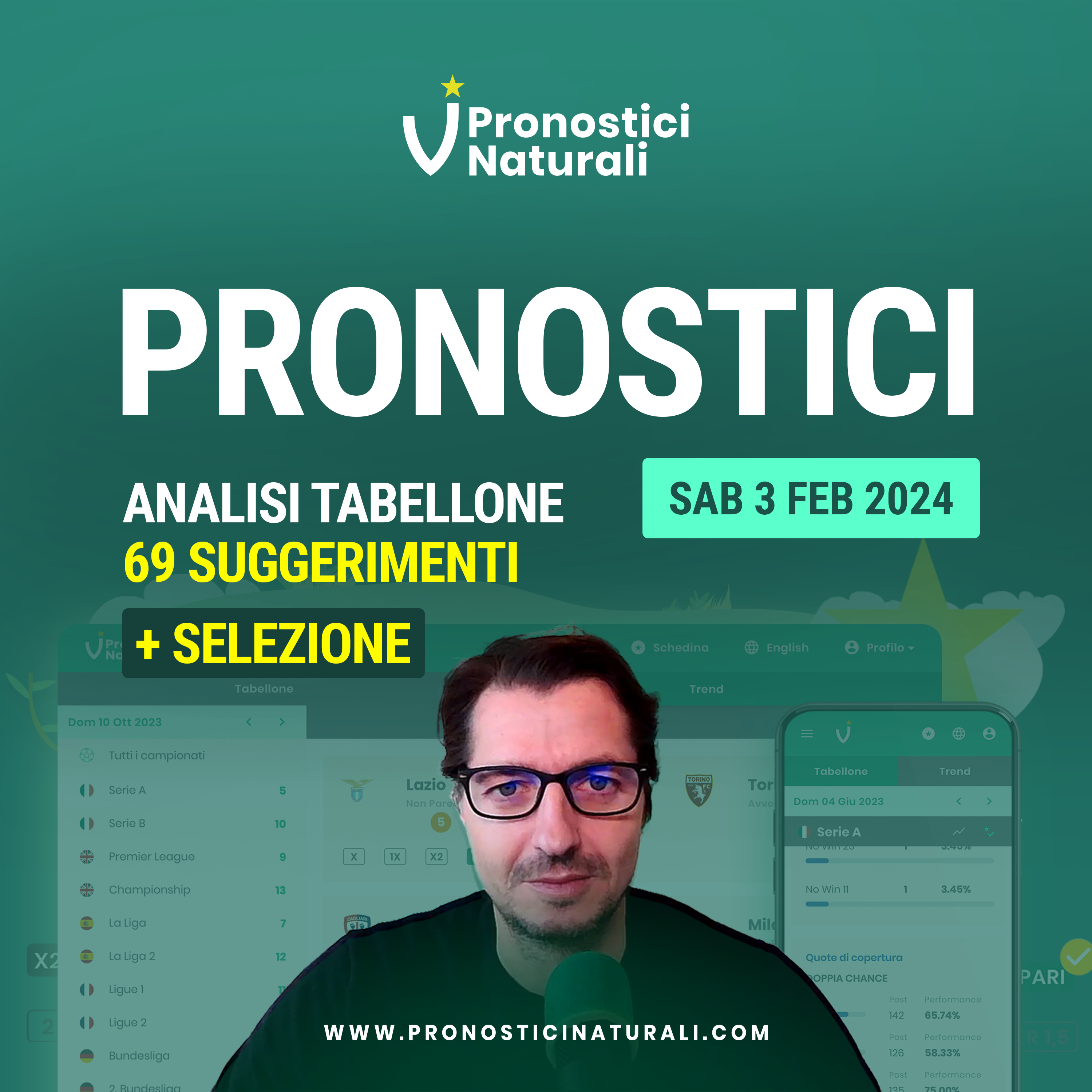 69 Suggerimenti Scommesse Calcio con Pronostici Naturali Domani Sabato 3 Febbraio Italia Europa episode artwork