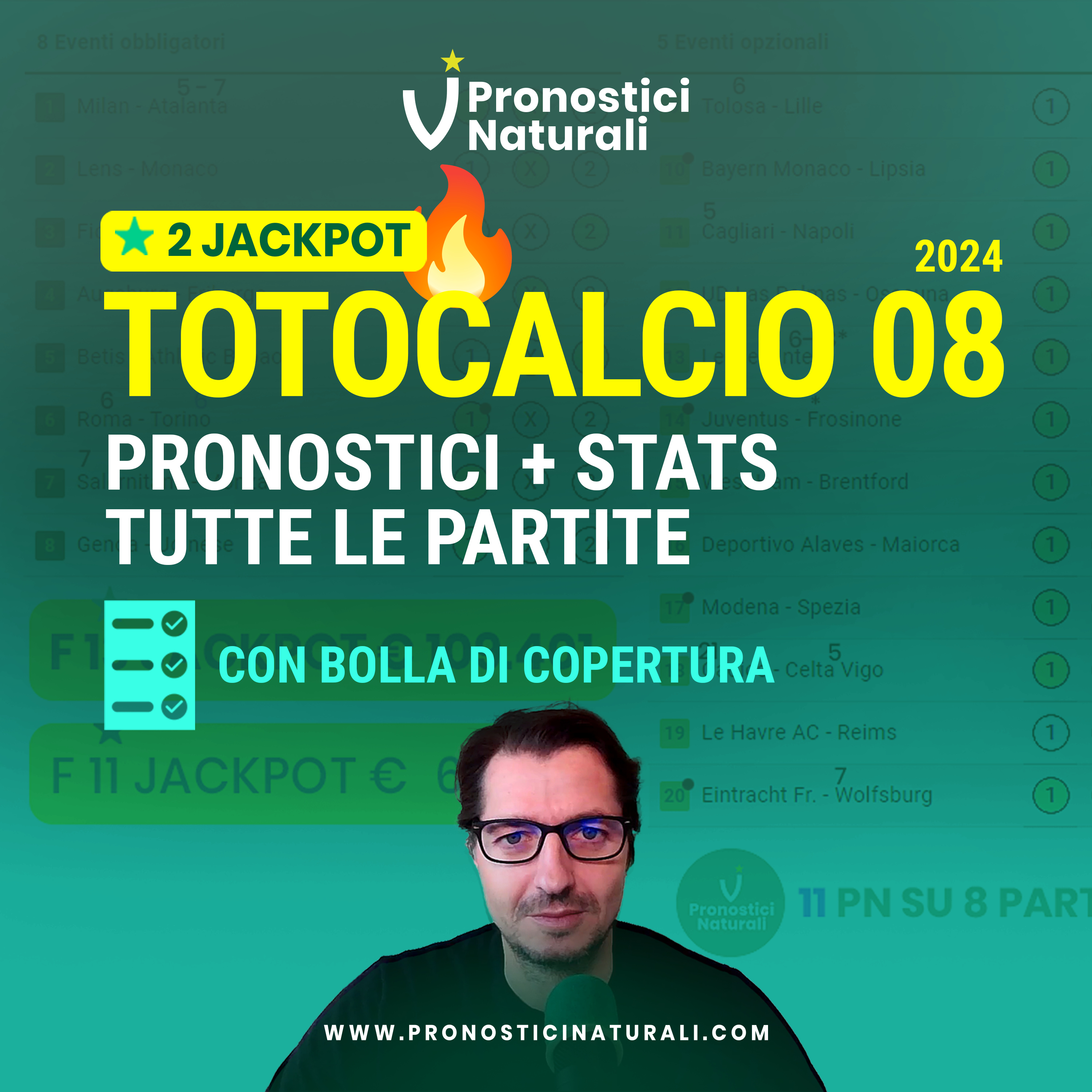 Totocalcio 8 con 2 Super Jackpot +170K Formula 13 e 11 Tutti i Pronostici + Bolla Copertura
