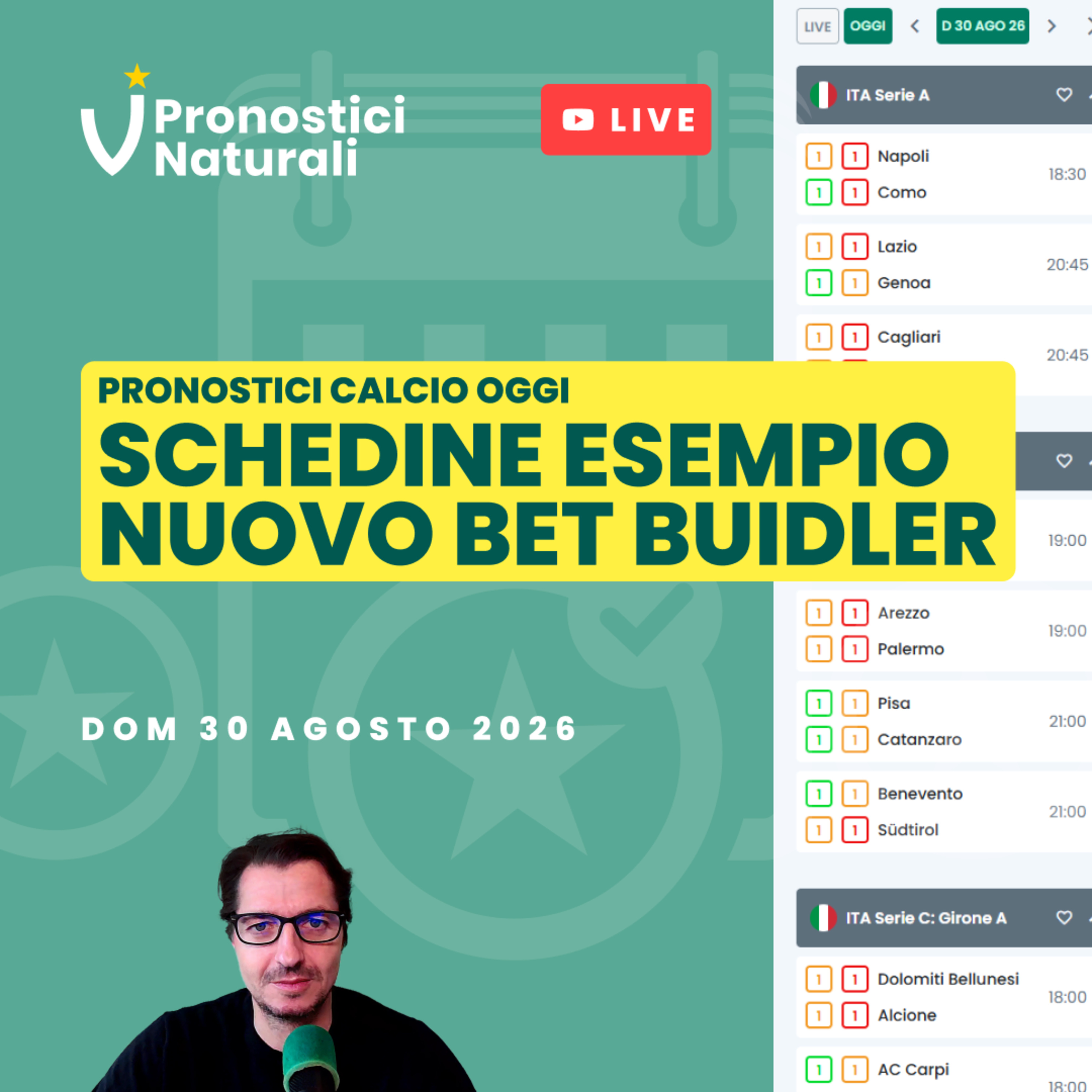 LIVE Anteprima pronostici oggi, ci divertiamo con Schedine Esempio generate dal nuovo Bet Builder episode artwork