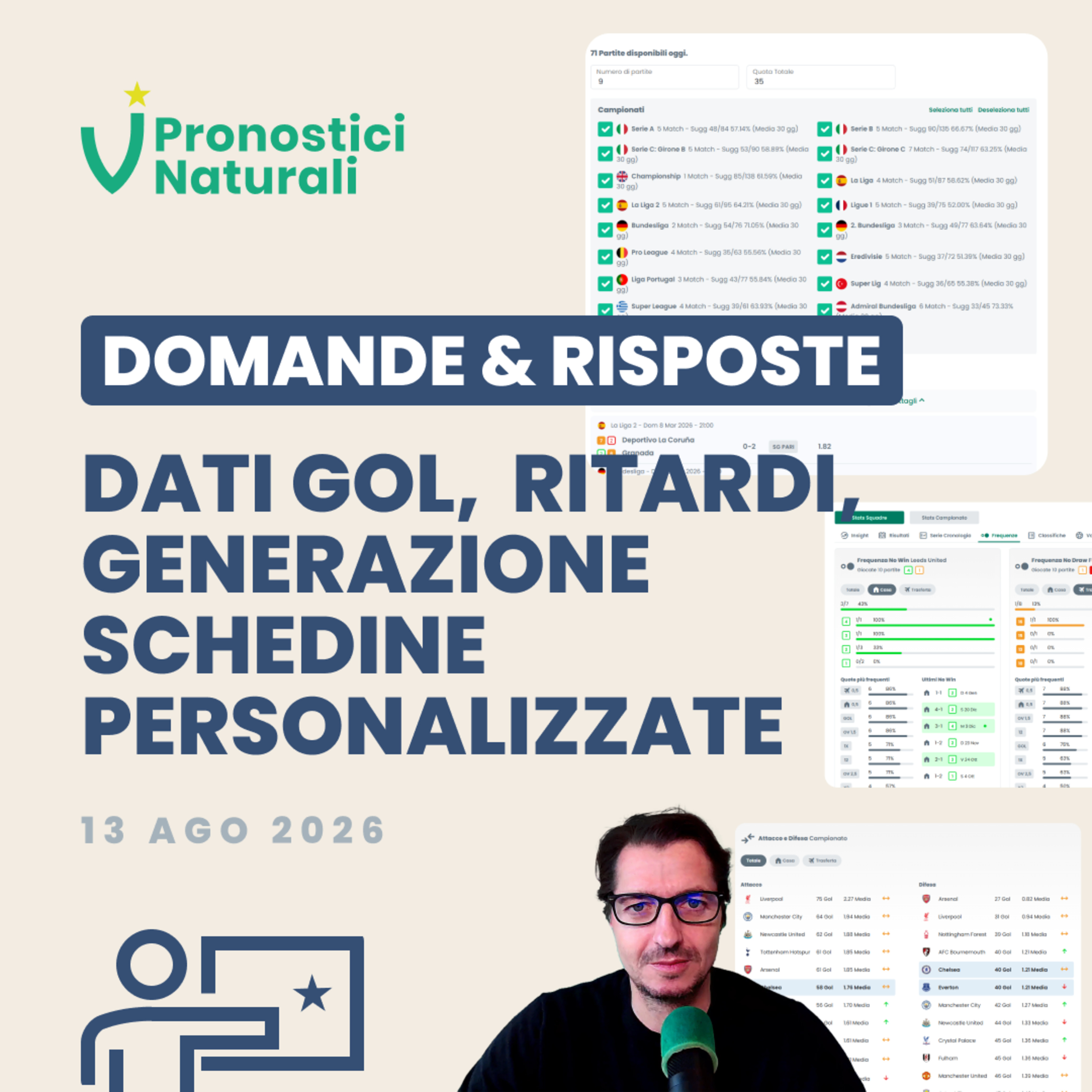 Domande e risposte - Statistiche gol varie, ritardi, generazione schedine episode artwork