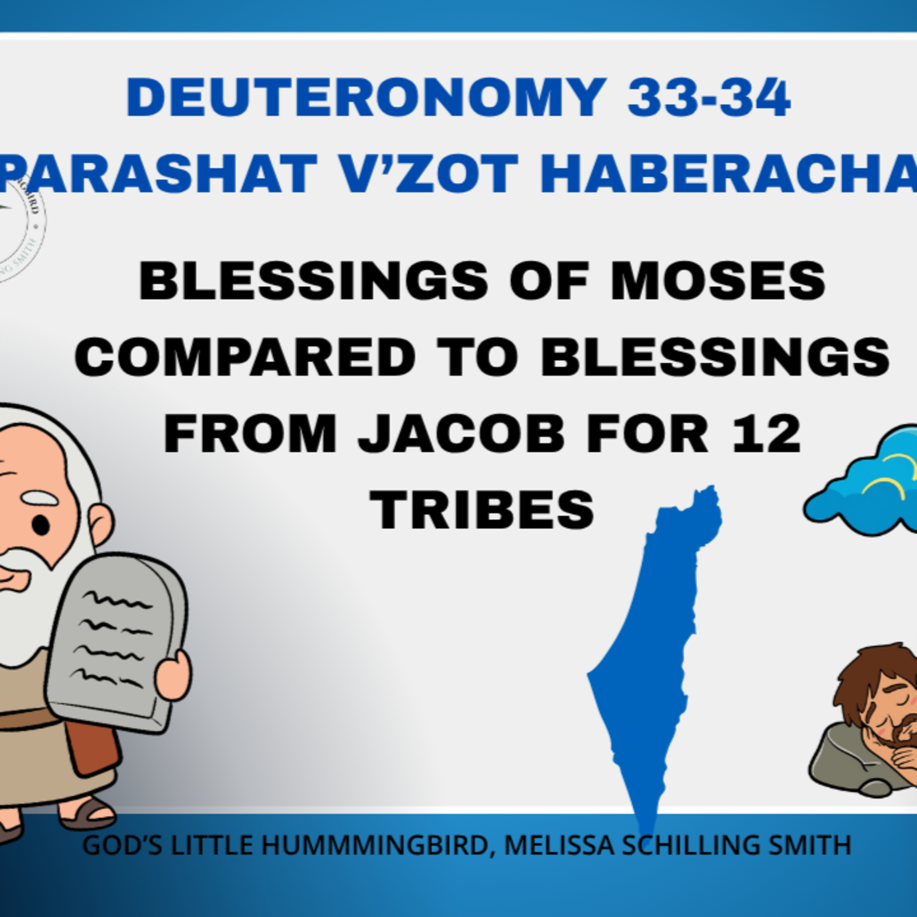 Deuteronomy 33-34: Parashat V'Zot HaBeracha. Comparing the Blessings from Moses and Jacob on the 12 Tribes of Israel