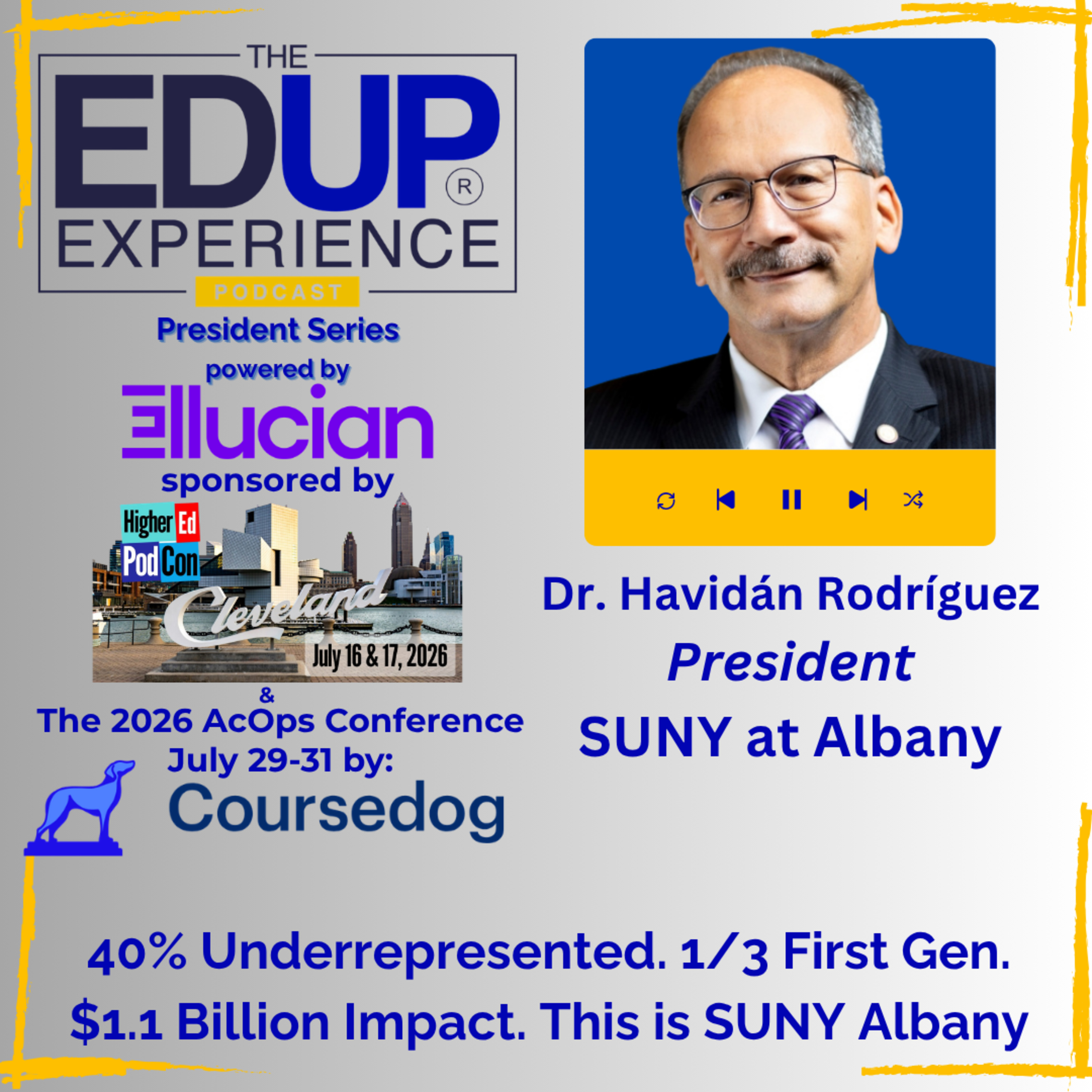 40% Underrepresented. 1/3 First Gen. $1.1 Billion Impact. This is SUNY Albany - with Havidán Rodríguez, President, University at Albany 40% Underrepresented. 1/3 First Gen. $1.1 Billion Impact. This is SUNY Albany - with Havidán Rodríguez, President, University at Albany