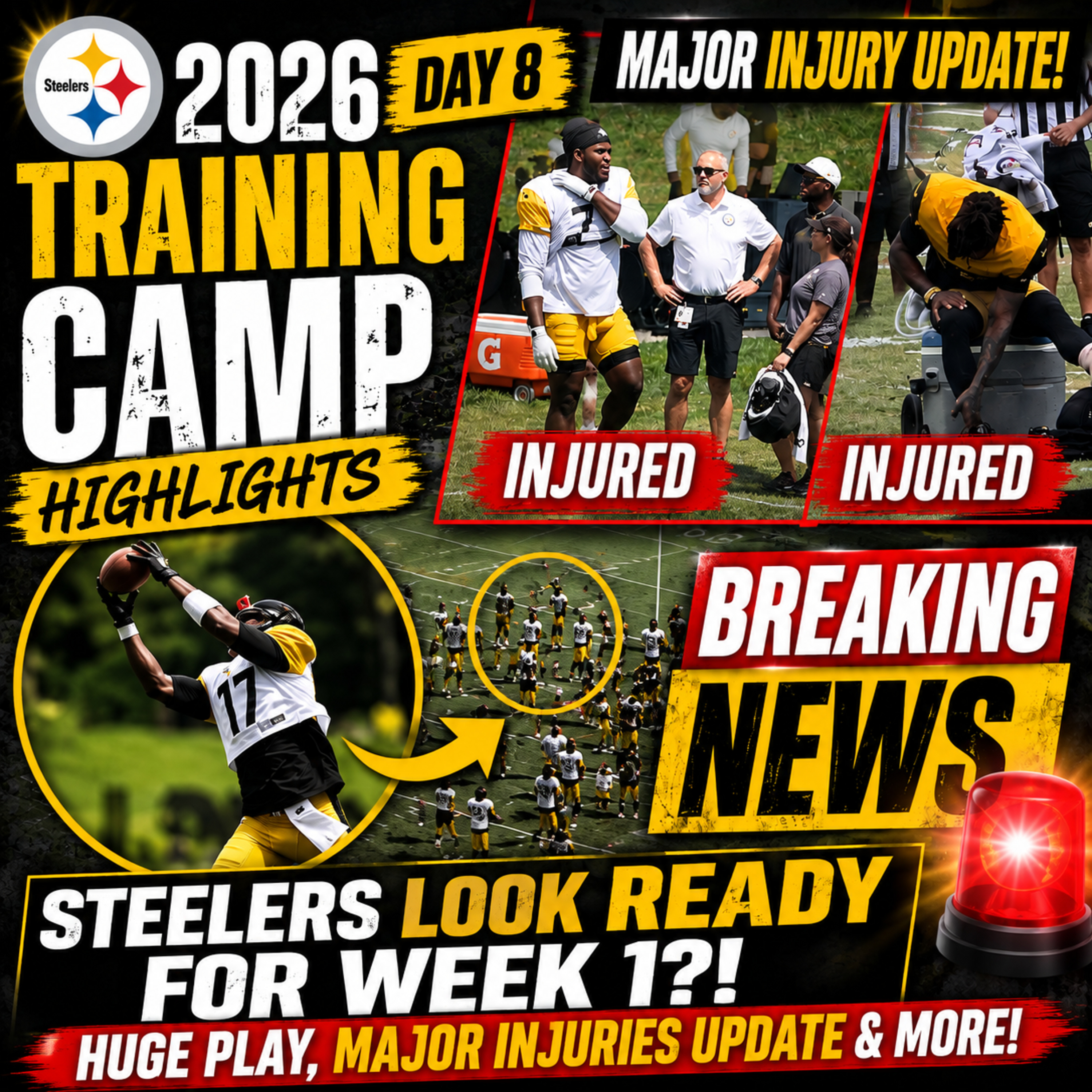 Steelers LOOK READY! ALLAR & HOWARD UPDATE! Major Injury Update & Day 8 Training Camp Highlights! episode artwork