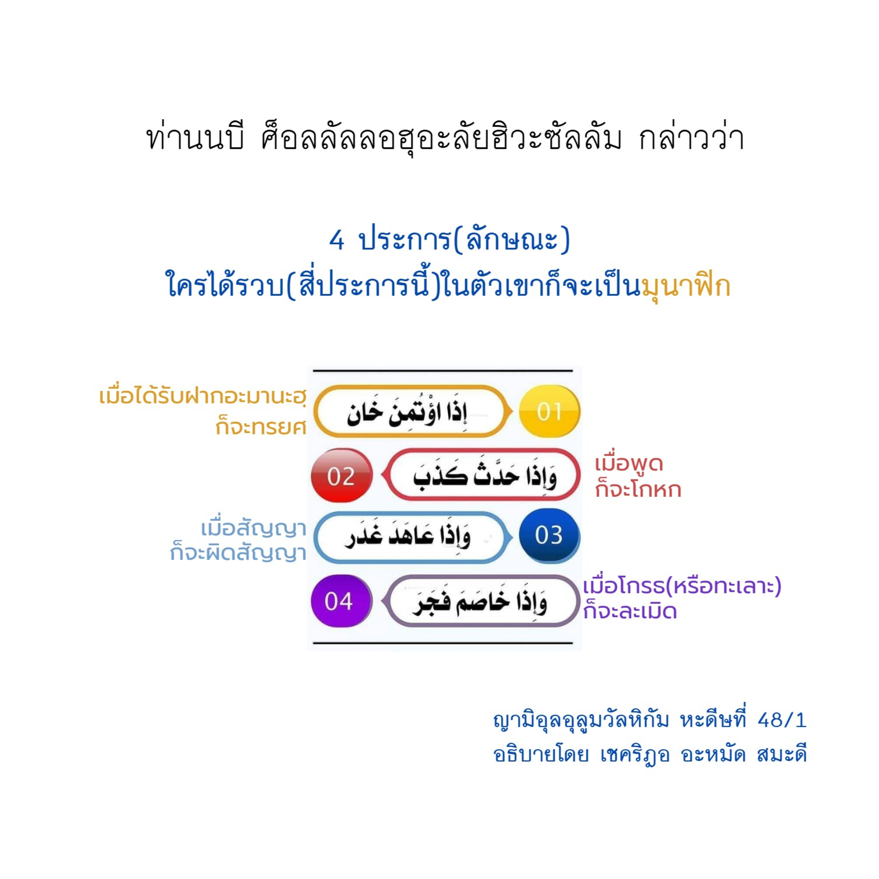 หะดีษ 48/1 ลักษณะของมุนาฟิก  episode artwork