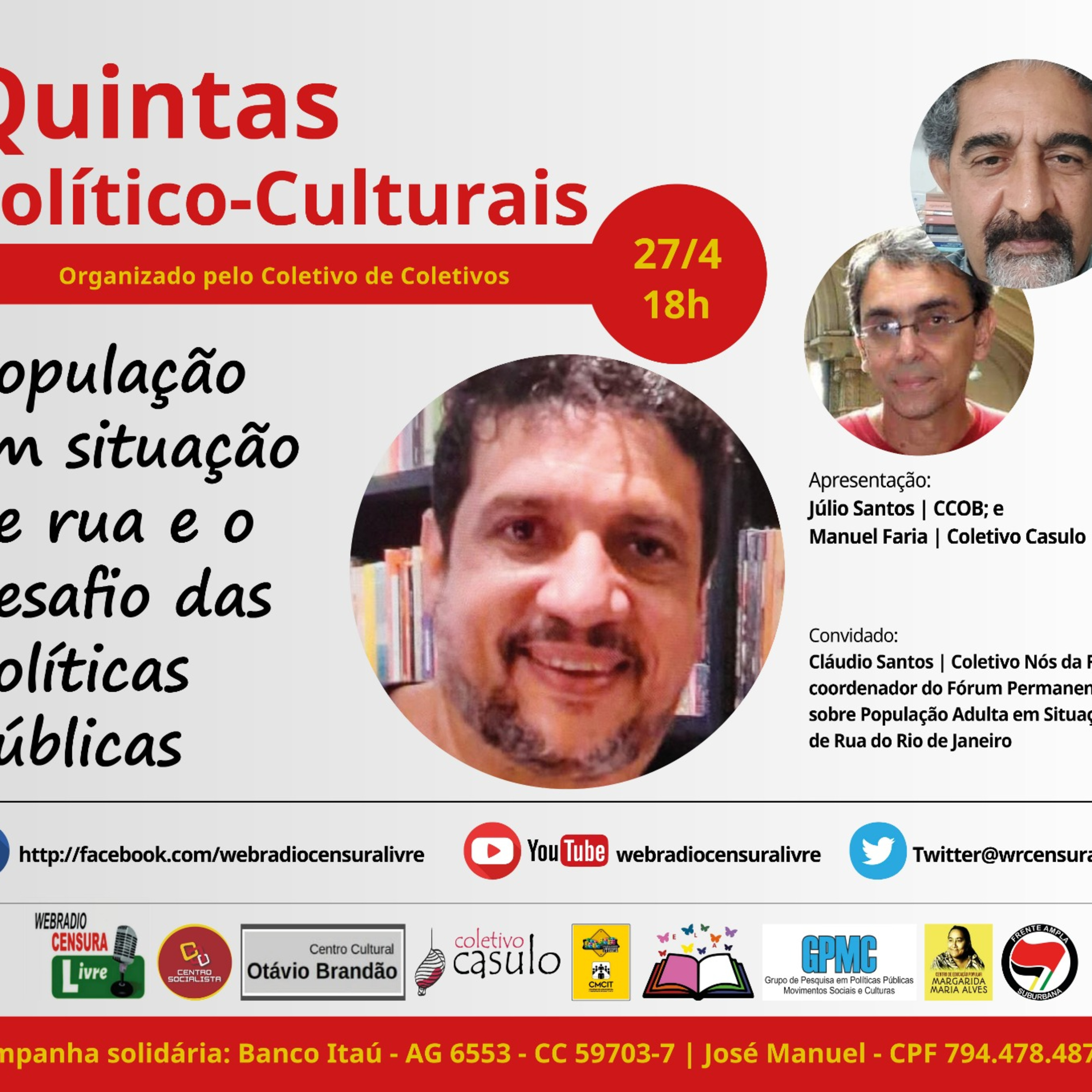 QUINTAS POLÍTICO-CULTURAIS - População em situação de rua e o desafio das políticas públicas (27/04) episode artwork