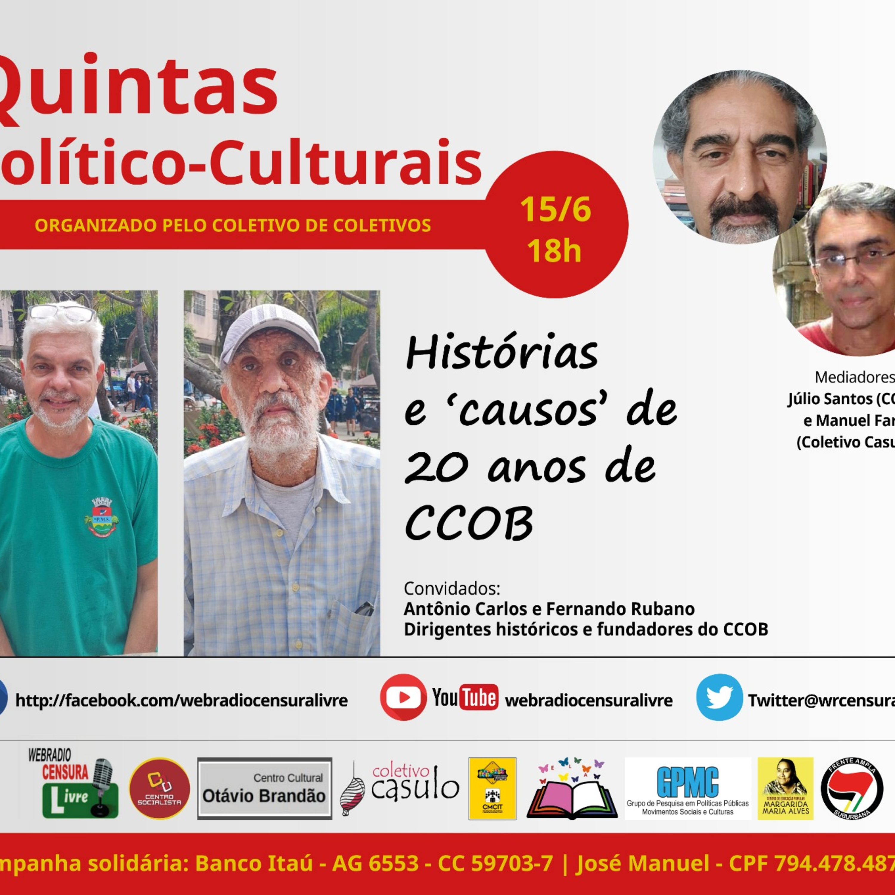 QUINTAS POLÍTICO-CULTURAIS - Histórias e 'causos' de 20 anos de CCOB (15/06) episode artwork
