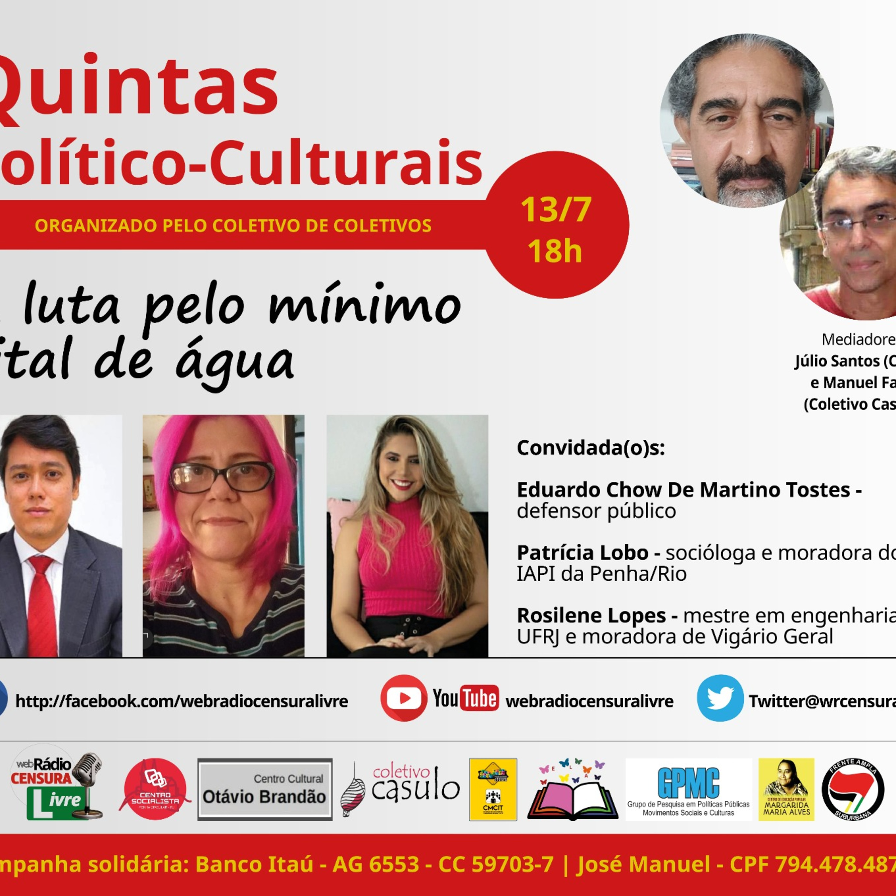  QUINTAS POLÍTICO-CULTURAIS – “A luta pelo mínimo vital de água” (13/07) episode artwork