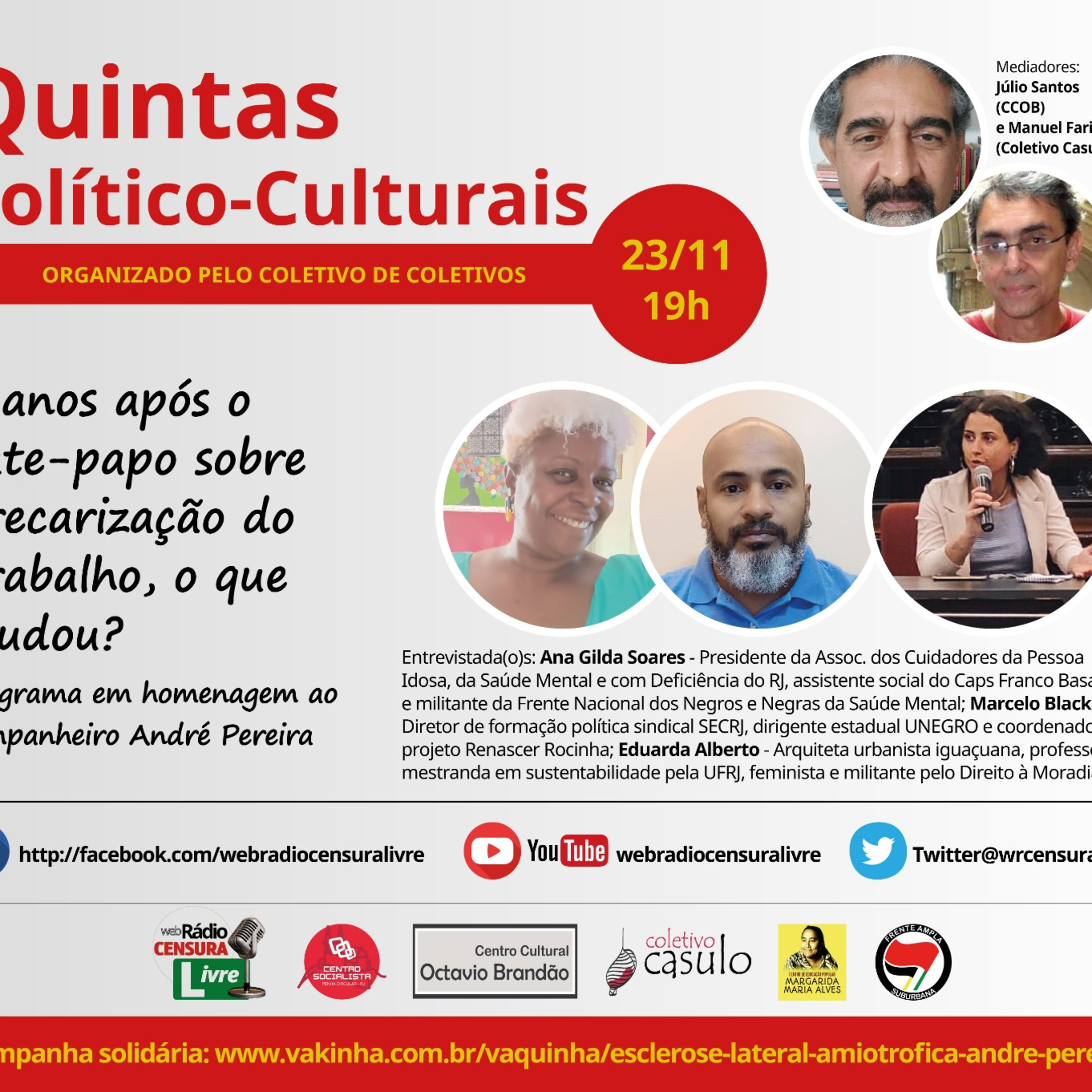 QUINTAS POLÍTICO-CULTURAIS - Dois anos após o bate-papo sobre Precarização do Trabalho, o que mudou? (23/11)  episode artwork