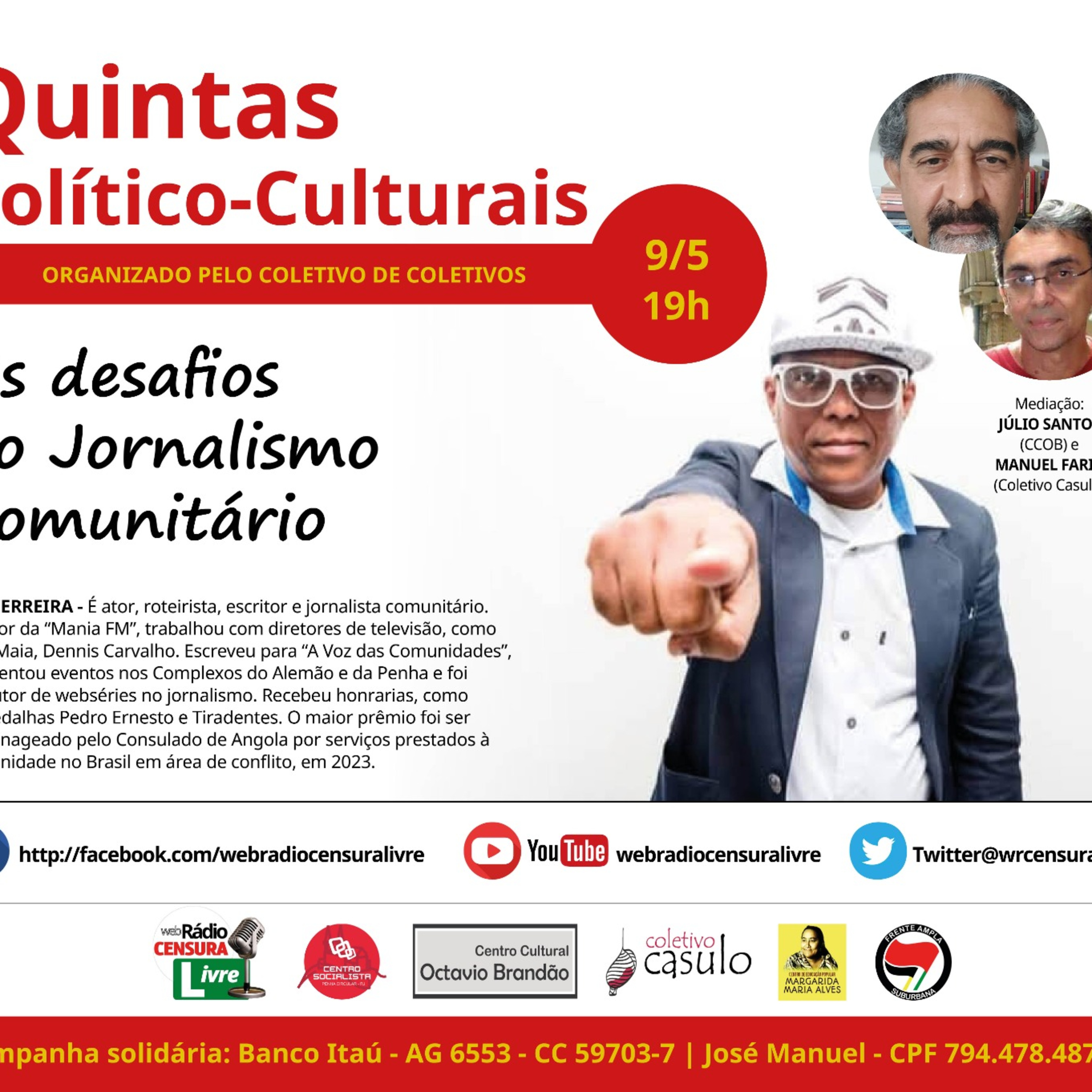 QUINTAS POLÍTICO-CULTURAIS - Os desafios do Jornalismo Comunitário (09/05/2024) episode artwork