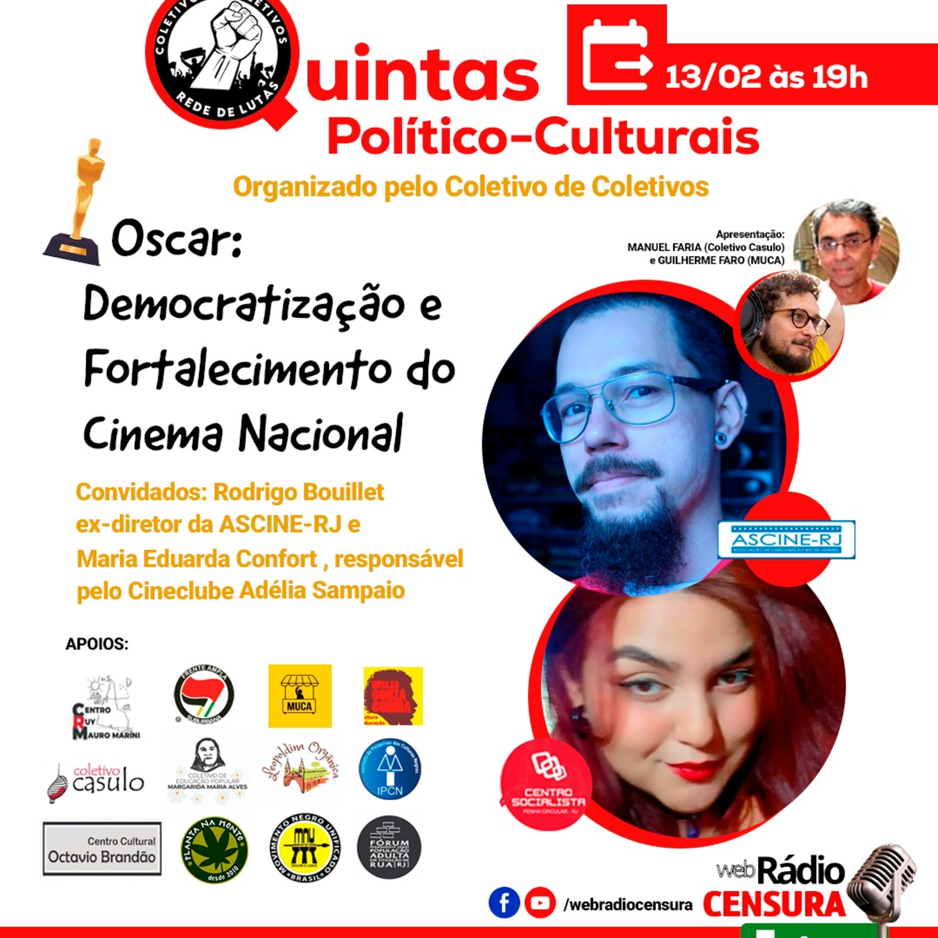 Quintas Político-Culturais | Oscar: Democratização e fortalecimento do cinema nacional 🗓 Quinta-feira | 13 de fevereiro 2025 episode artwork