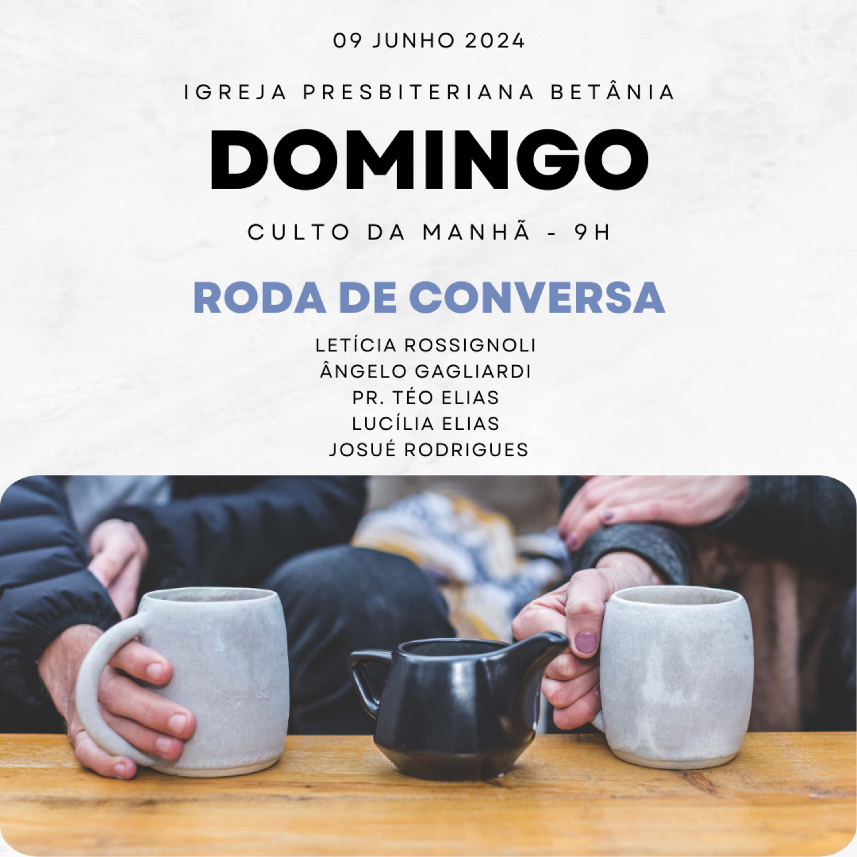Culto da Manhã 09.06.2024 - Roda de Conversa Inauguração Edifício Reverendo Antonio Elias | Pr. Téo, Pr. Josué, Ângelo, Letícia e Lucília episode artwork