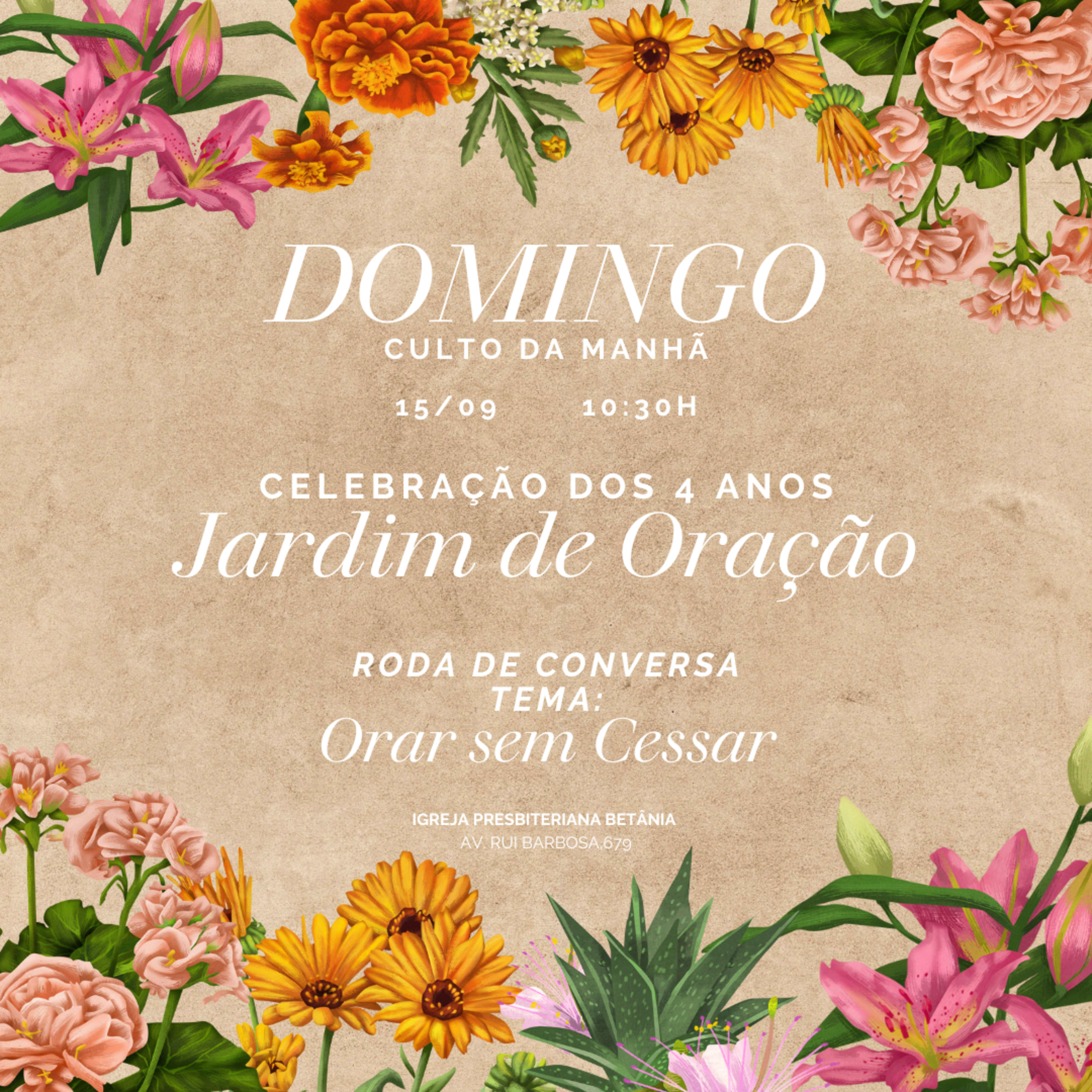 Culto da Manhã 15.09.2024 - Jardim de Oração - Comemoração de 4 anos - Orar sem Cessar | Roda de Conversa episode artwork