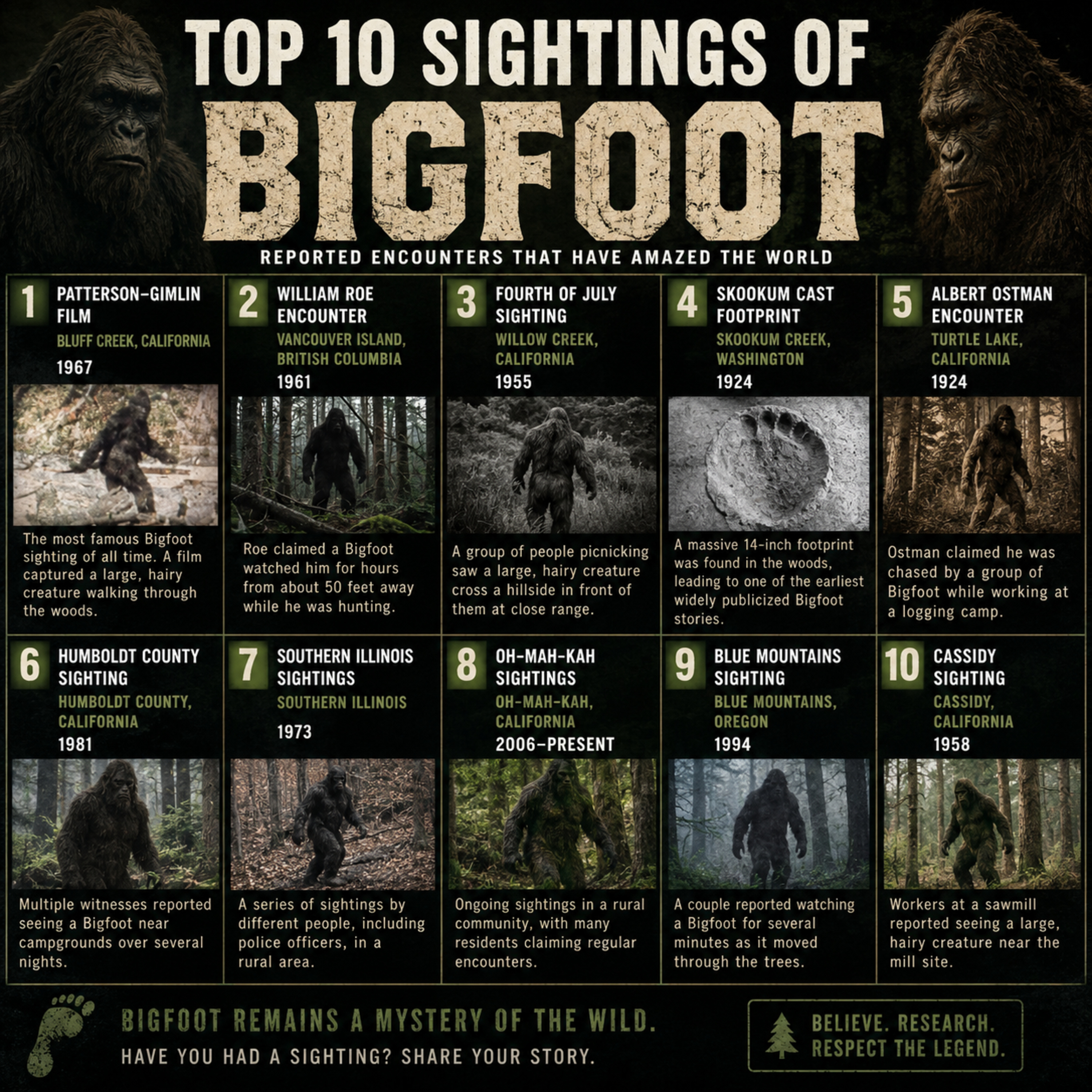 Bigfoot | Top 10 Sightings 