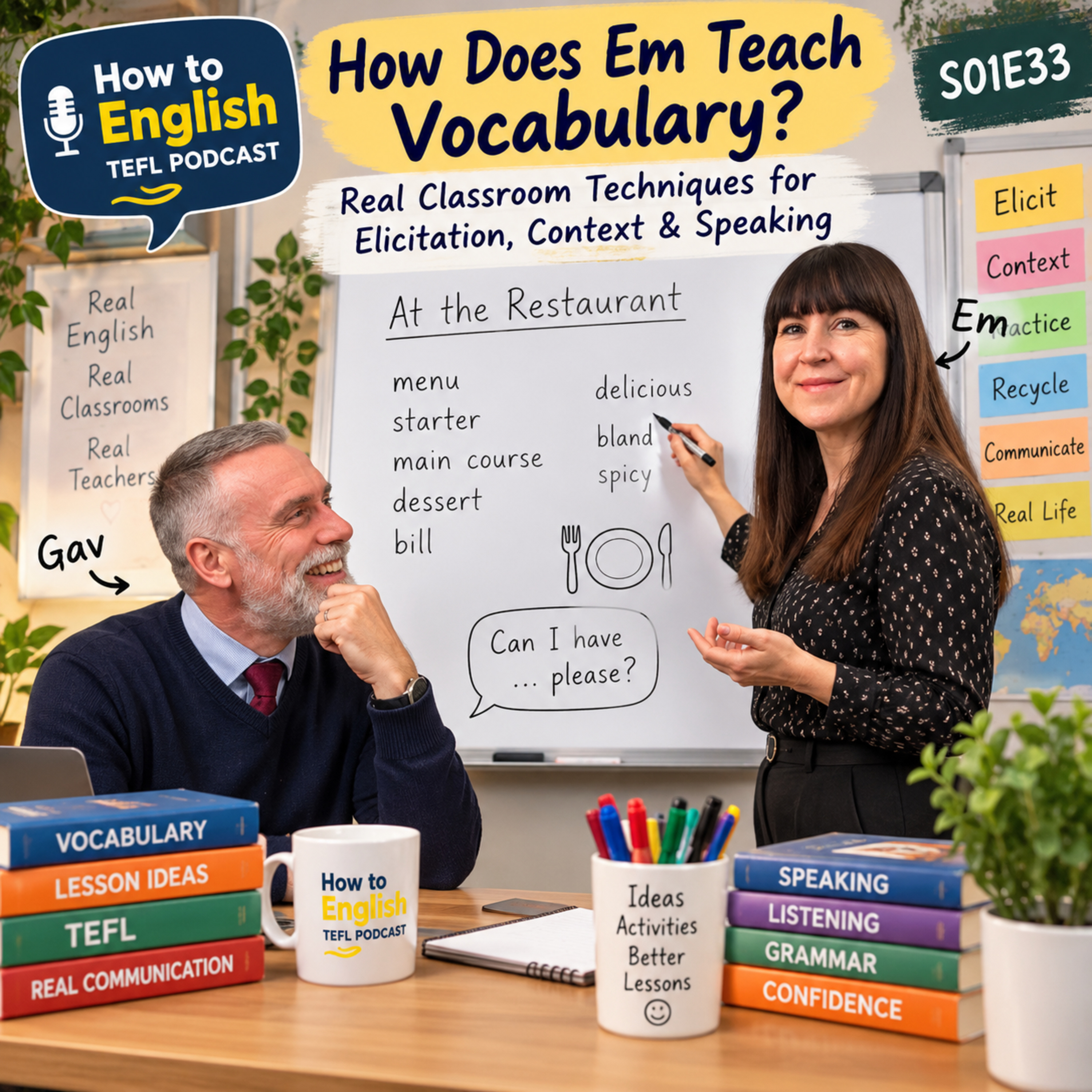 How Does Em Teach English Vocabulary? Real Classroom Techniques for Elicitation, & Speaking – S01E33 episode artwork