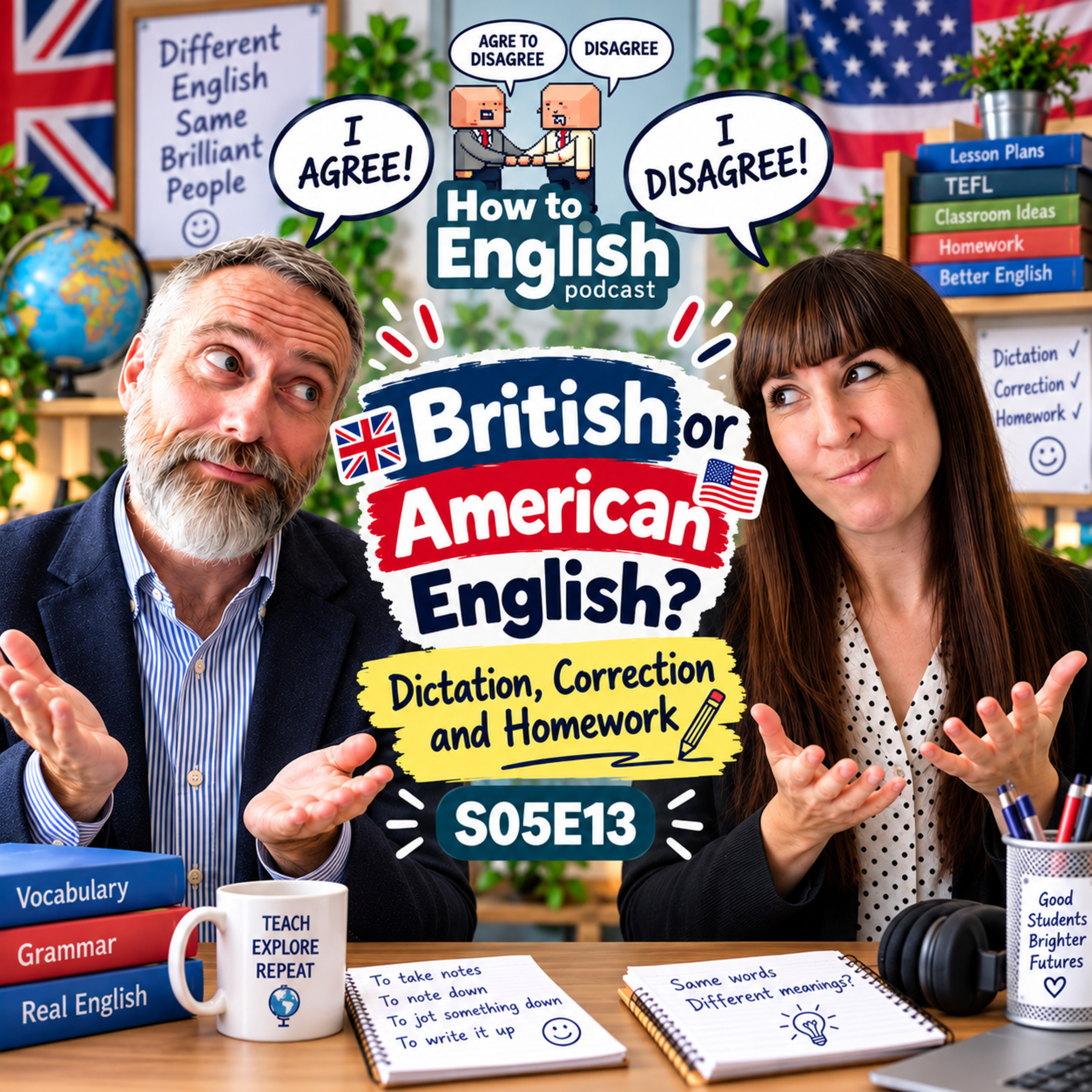 British or American English? Dictation, Correction and Homework – S05E13 episode artwork