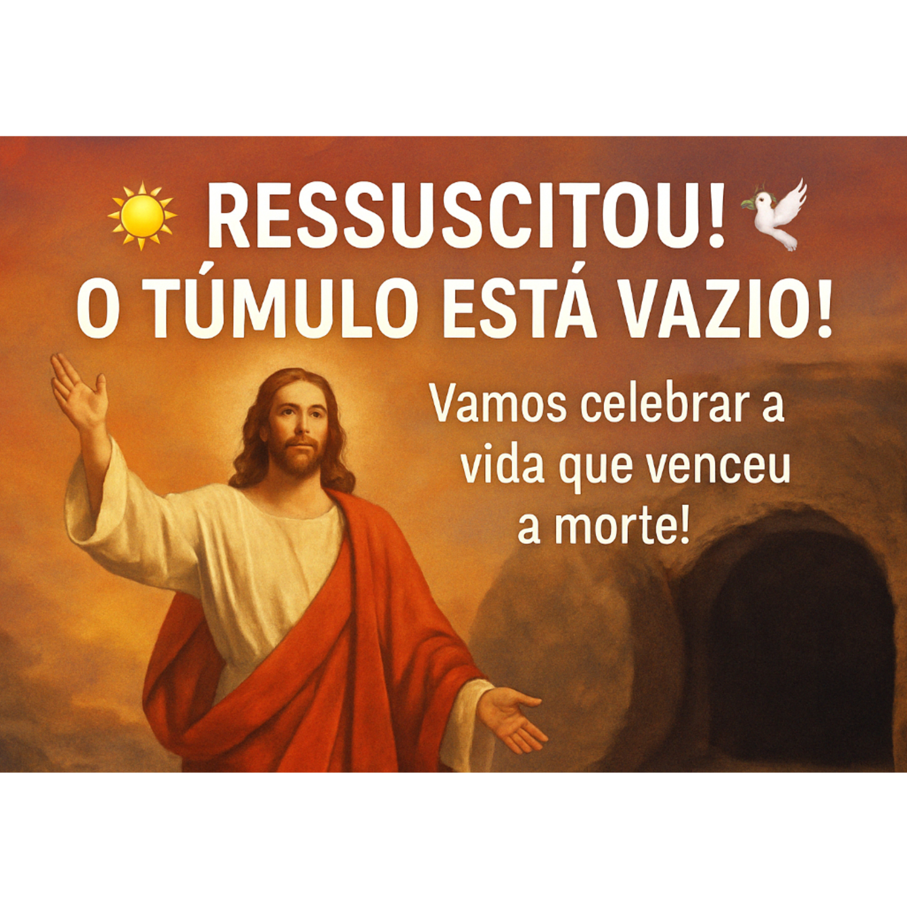 ✨ RESSUSCITOU! ✝️ O TÚMULO ESTÁ VAZIO! 🌅
A vida que venceu a morte! 🕊️❤️ - 9h - Páscoa.  episode artwork