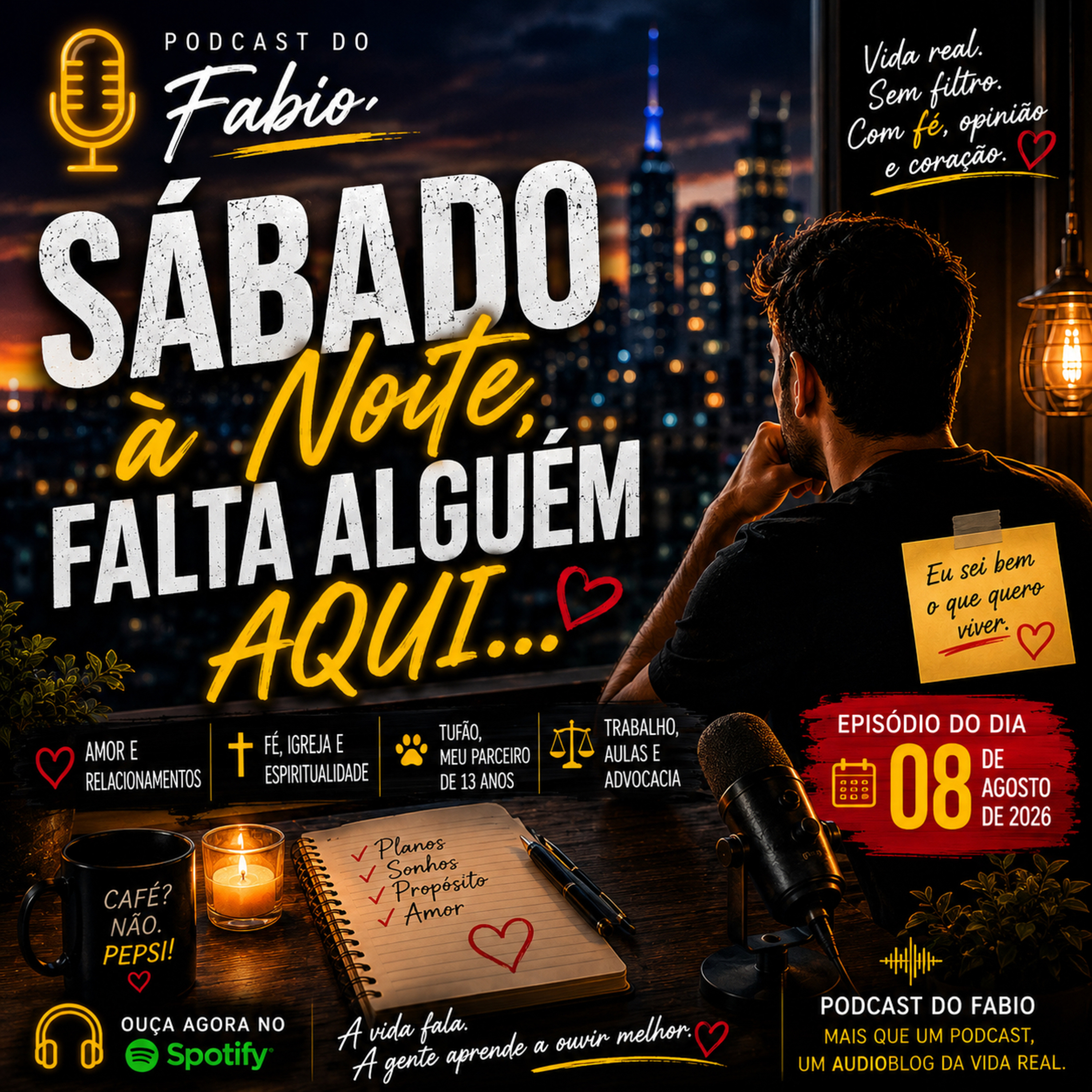 08 de Agosto de 2026 - 🎙️ Sábado à Noite, Falta Alguém Aqui… ⭐