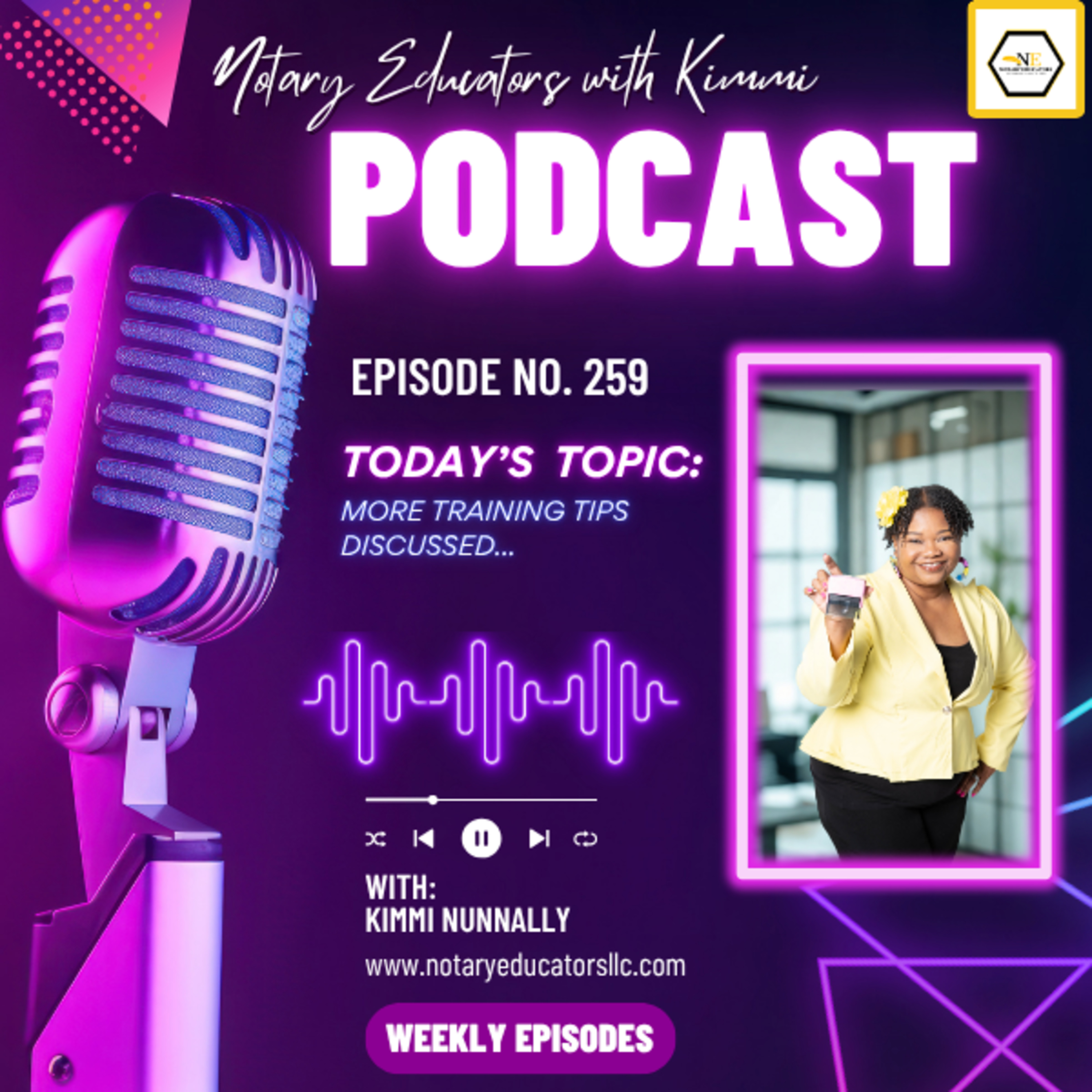 cover of episode #259 - More Notary Training Tips Podcast